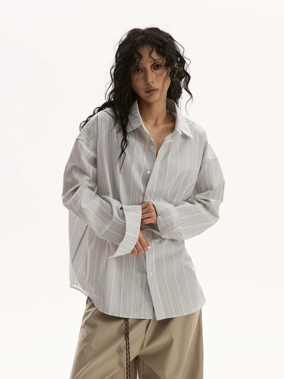 RETRO STRIPED CASUAL SHIRT JACKET