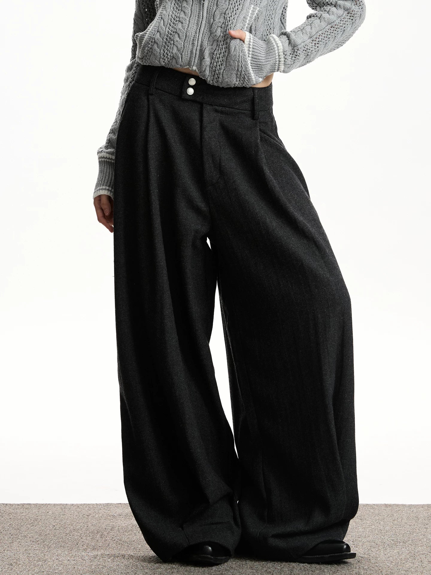 VATTY | VINTAGE WOOL BLEND WIDE LEG PANTS【ID:TN00206】