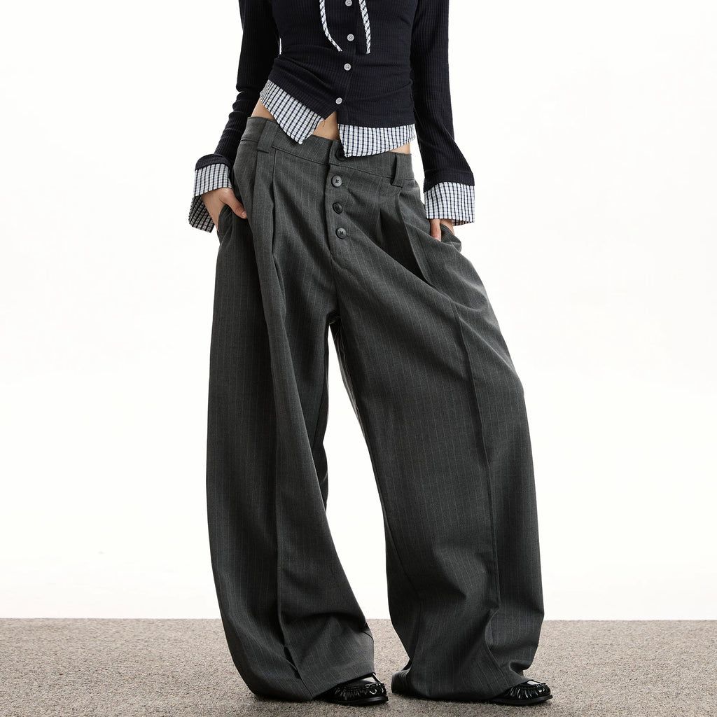 RETRO STRIPED BUTTONED PANTS