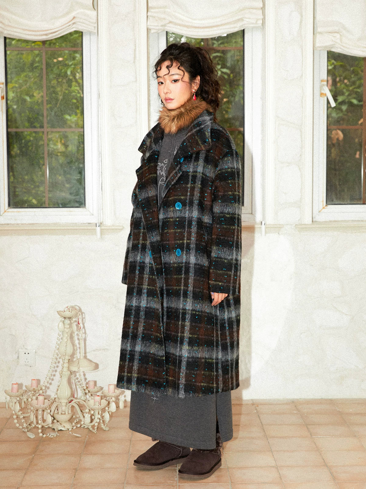 化学少女 | PLAID TWEED WINTER COAT【ID:TN00167】