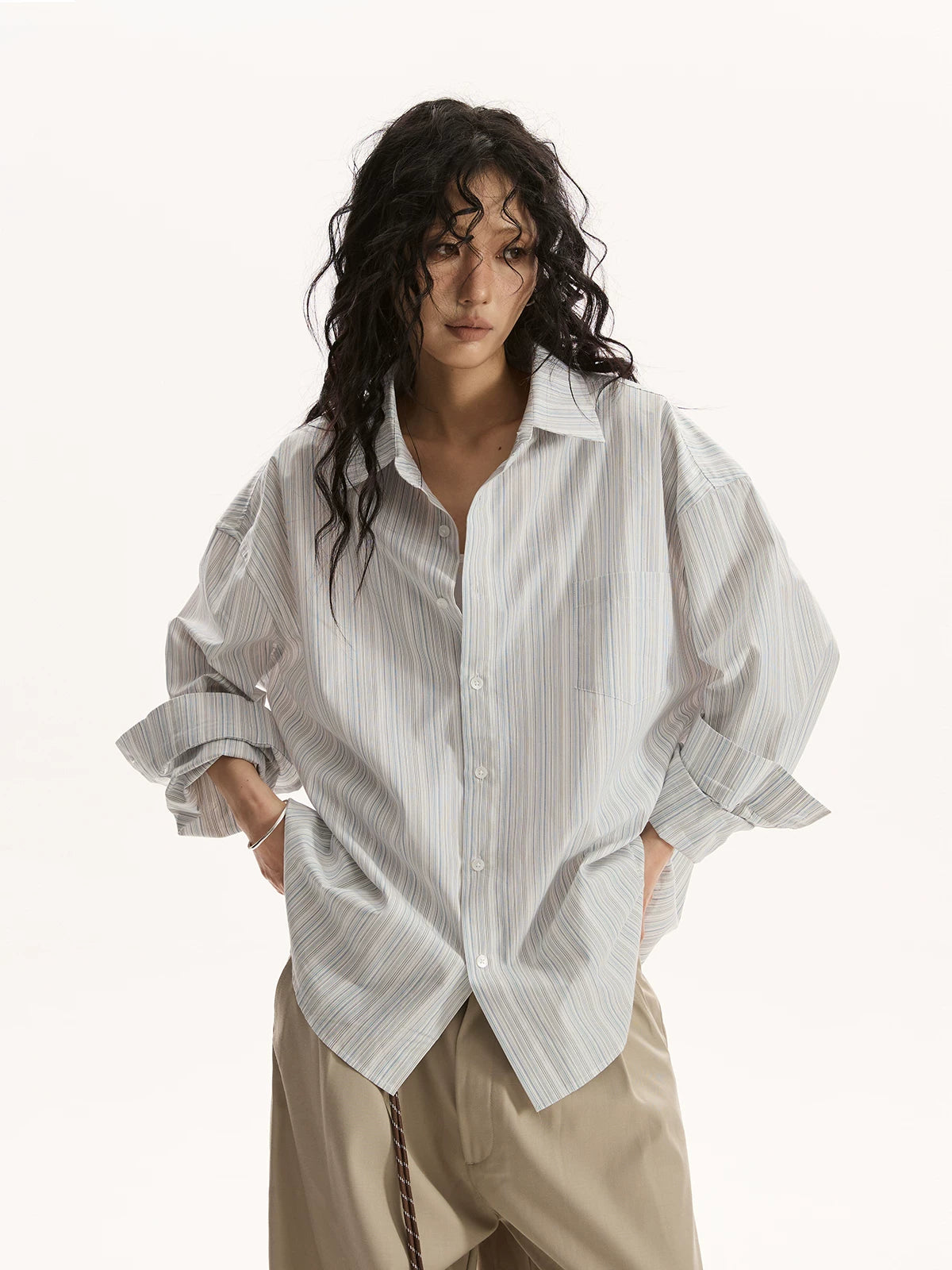RETRO STRIPED CASUAL SHIRT JACKET