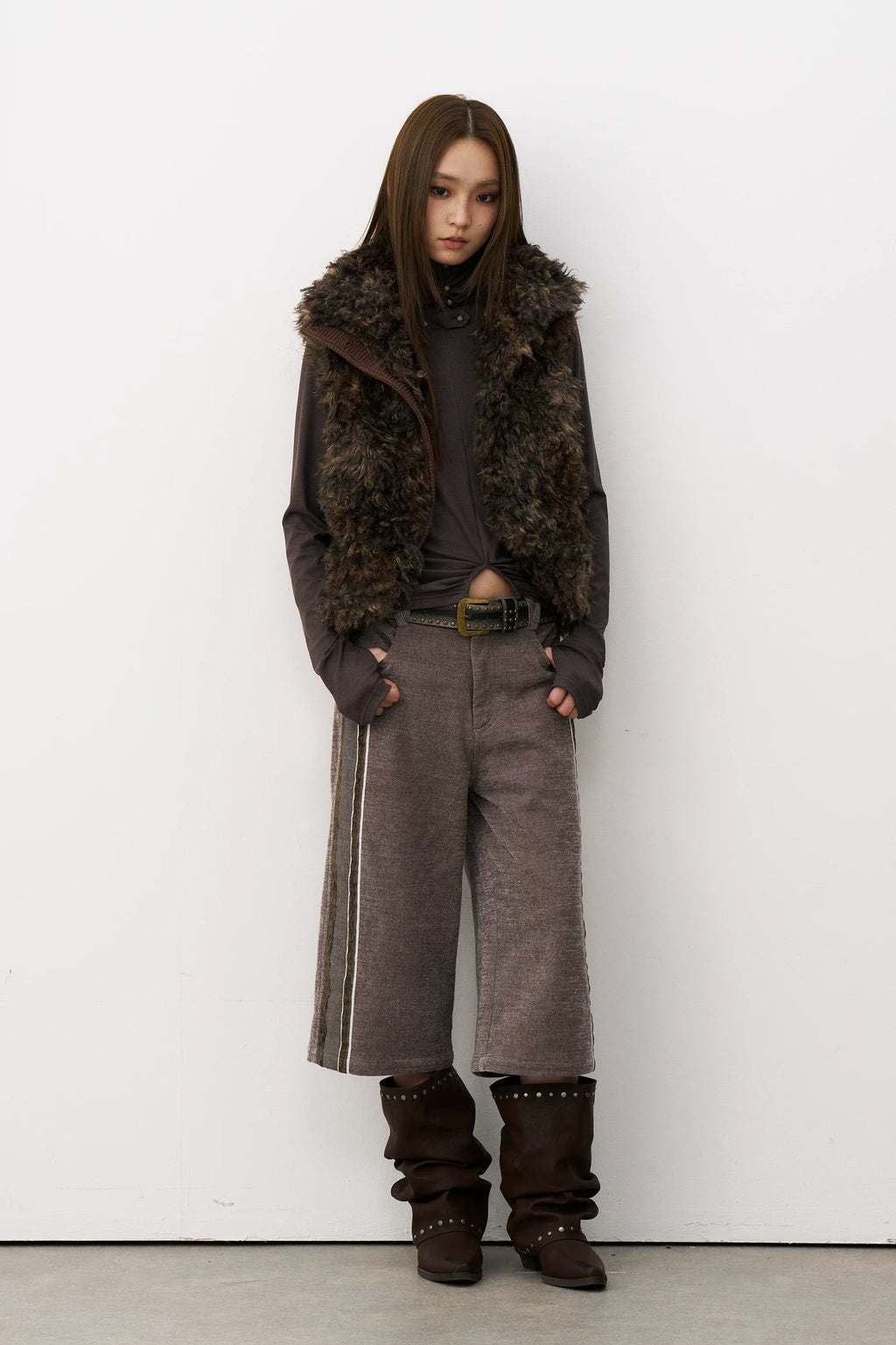 Mottled Faux Fur Vest