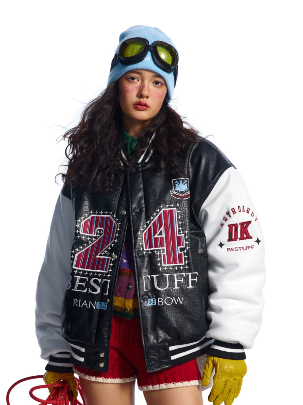 CROCODILE PRINT BASEBALL JACKET