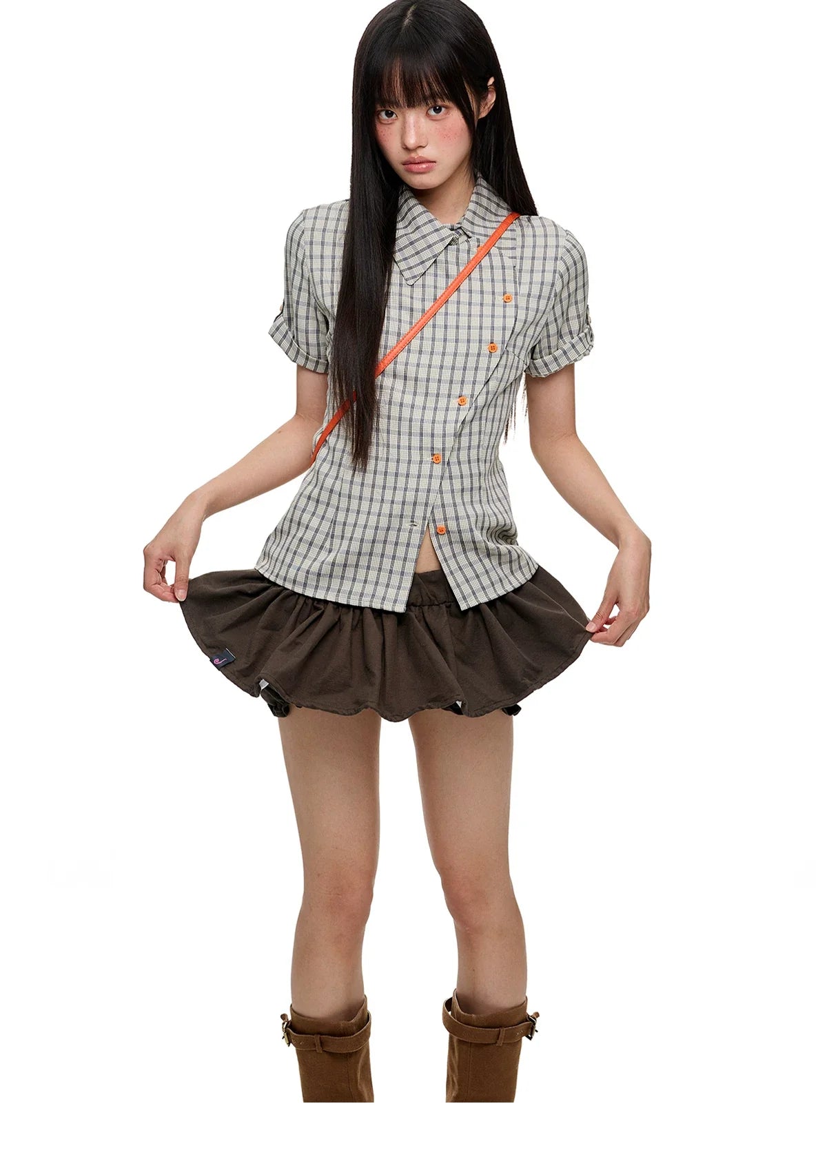 Asymmetric Check Tailored Shirt