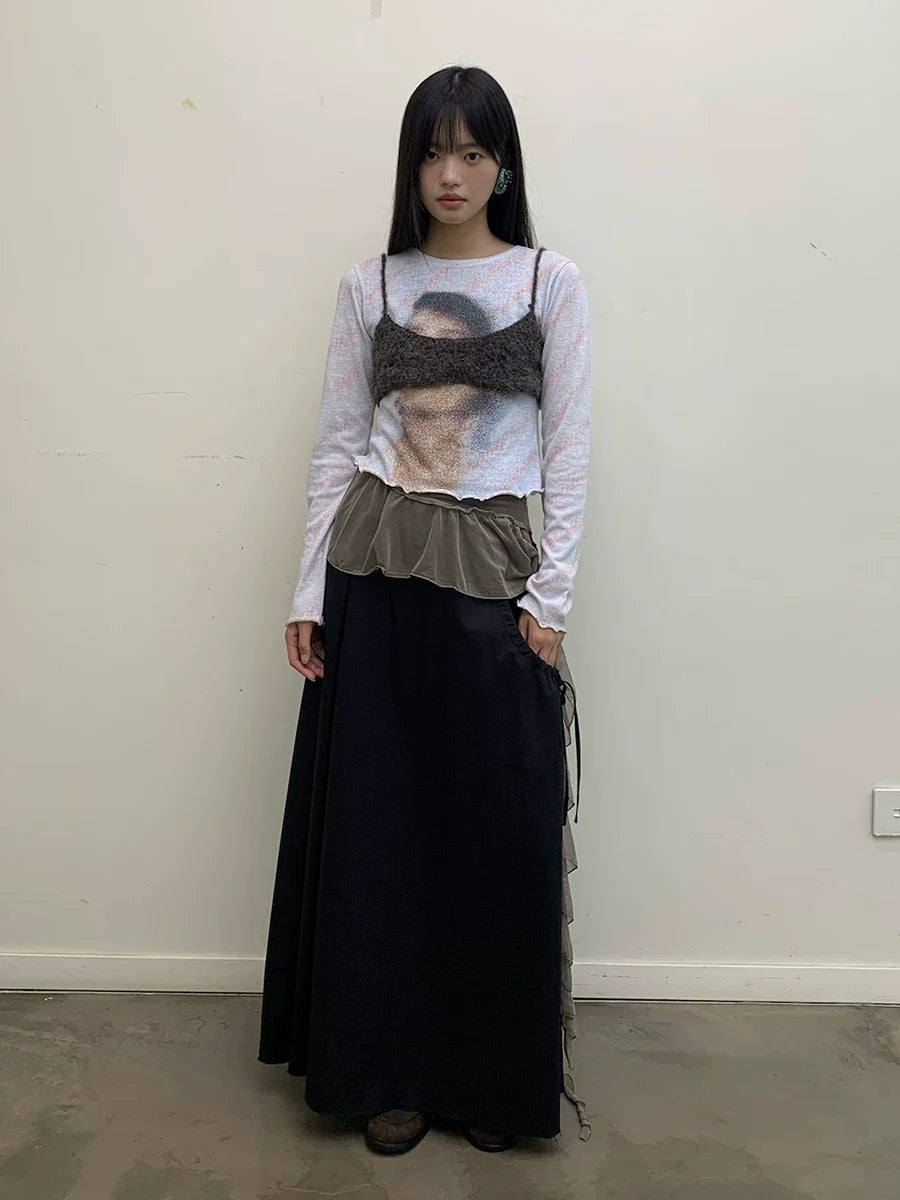 Veil Portrait Lettuce Hem Long-Sleeve