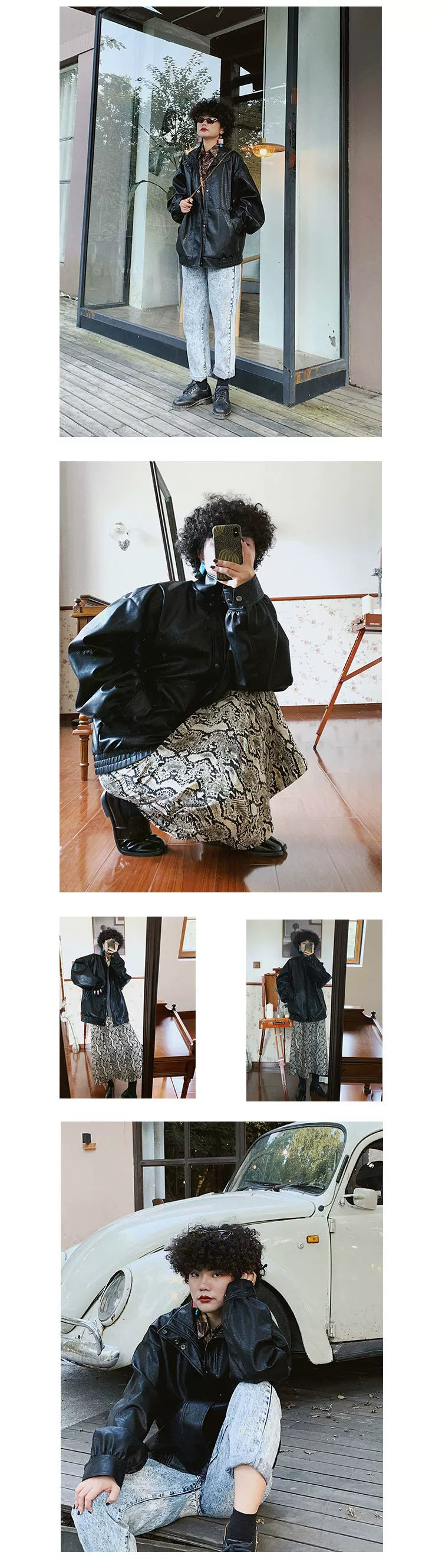 化学少女 | RETRO BIKER JACKET WITH BOA【ID:TN00144】