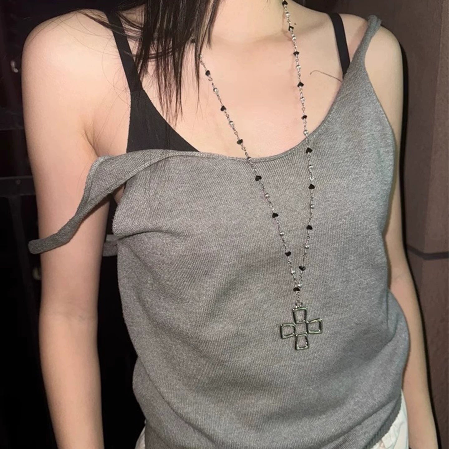 VINTAGE HEART PENDANT SWEATER CHAIN