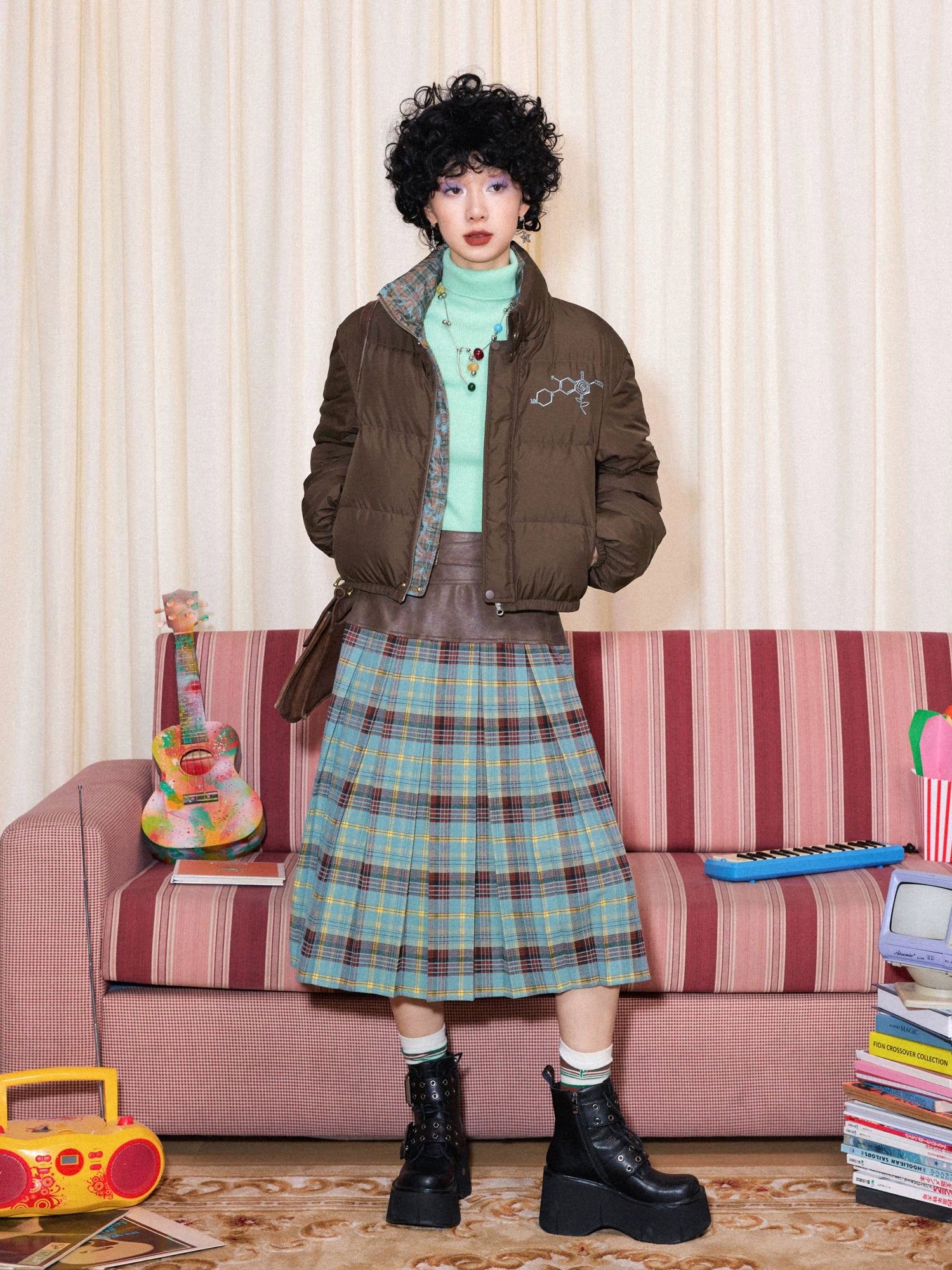 化学少女 | VINTAGE PATCHWORK MIDI SKIRT【ID:TN00163】