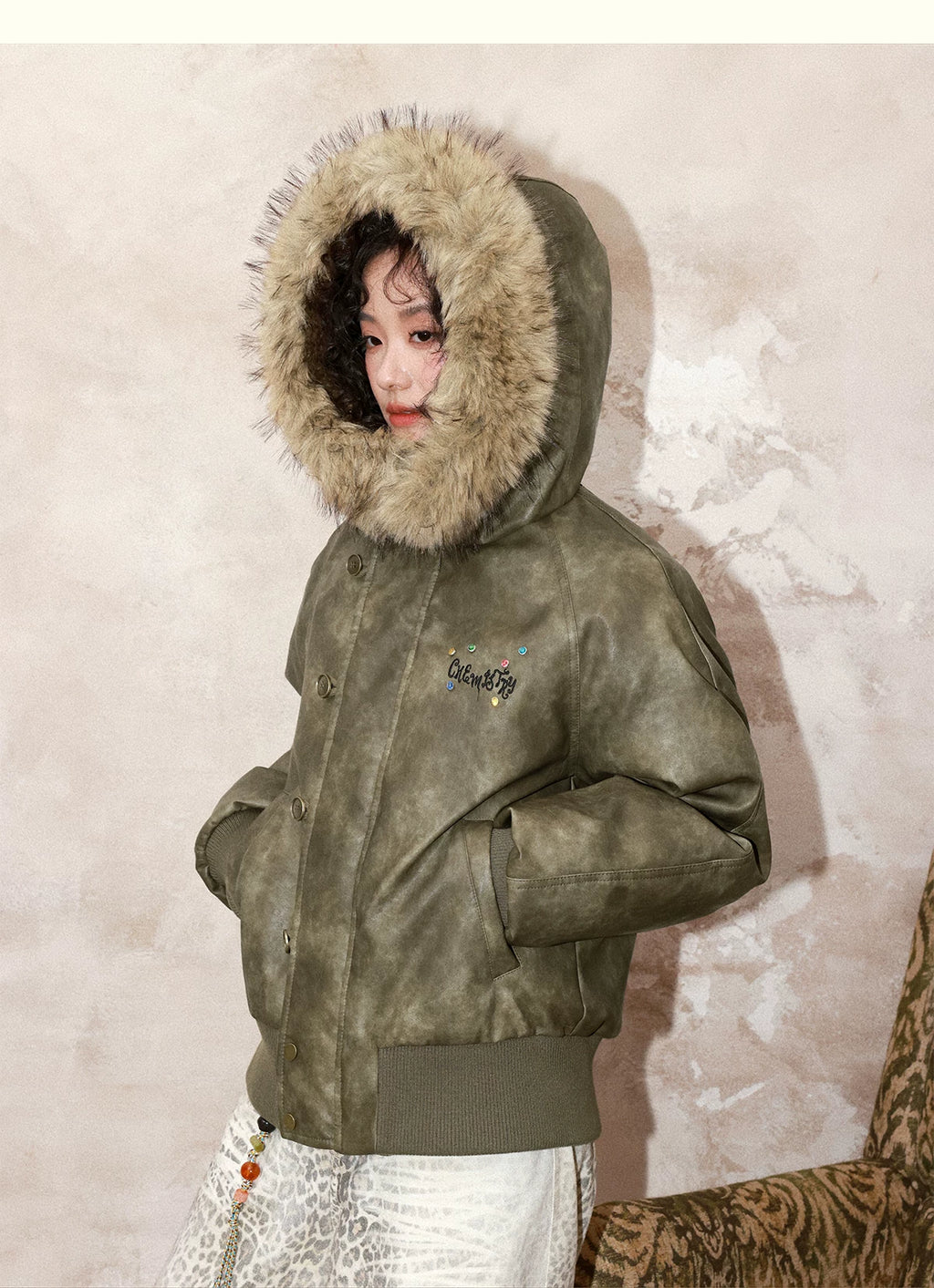 化学少女 | RETRO LEATHER DOWN PARKA【ID:TN00152】