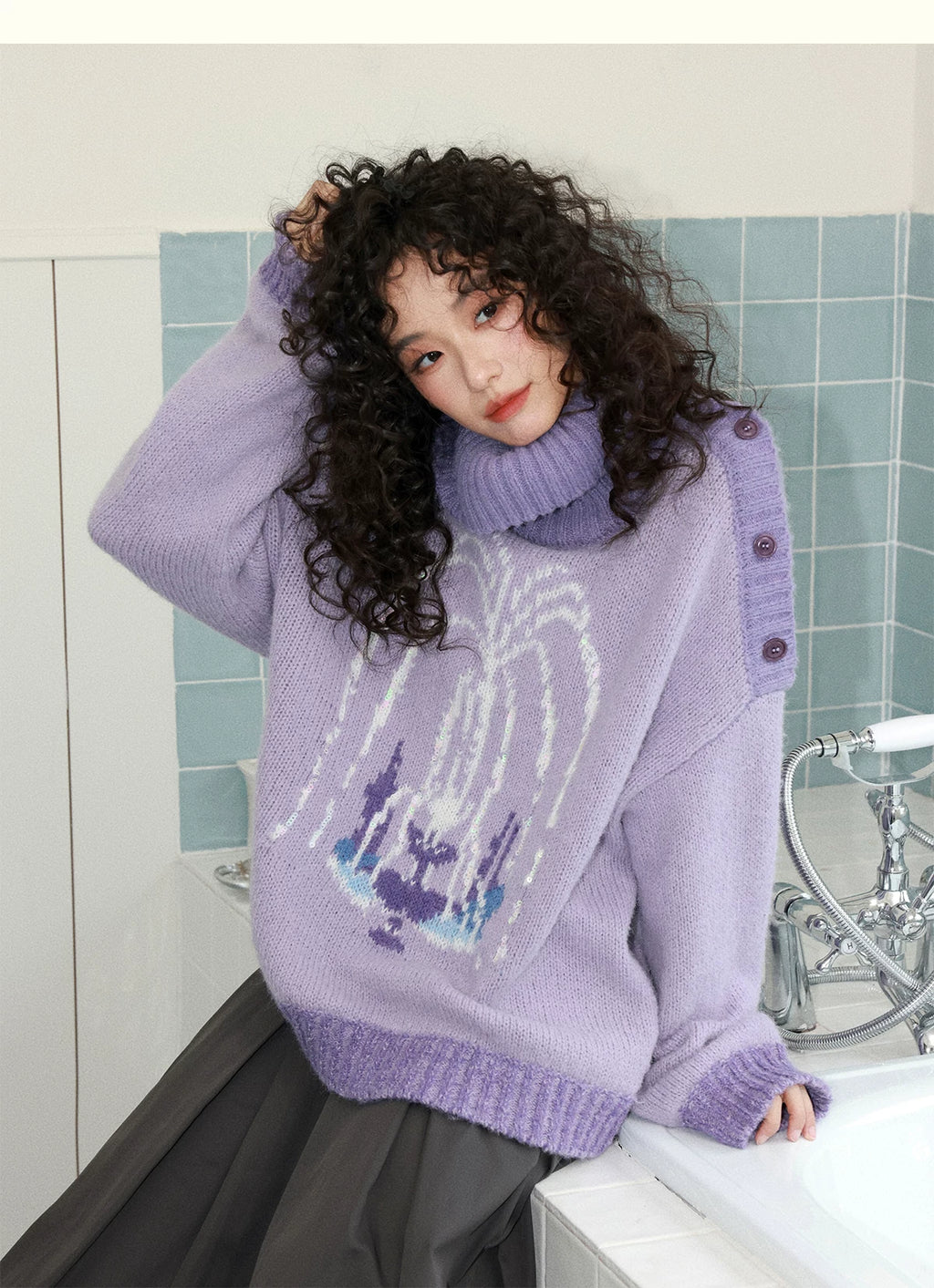 化学少女 | PURPLE KNIT PULLOVER SWEATER【ID:TN00153】
