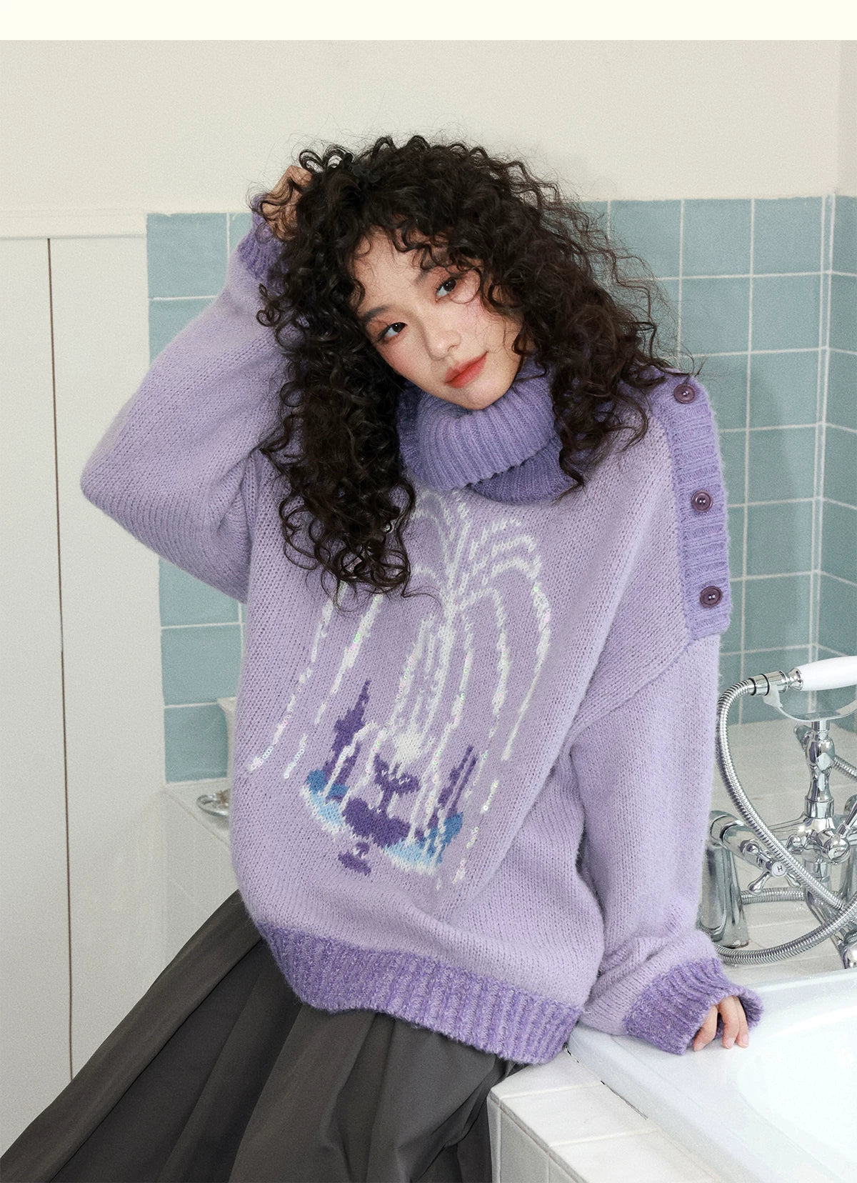 化学少女 | PURPLE KNIT PULLOVER SWEATER【ID:TN00153】