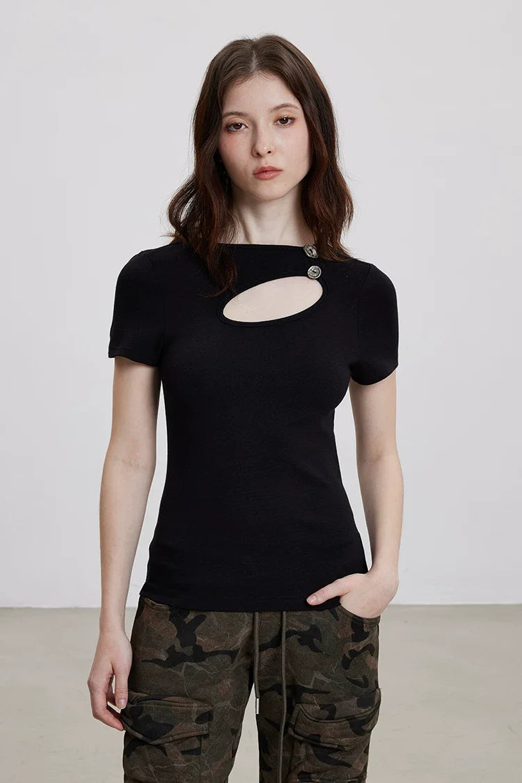 Ellipse Cut-Out Chrome Button Top