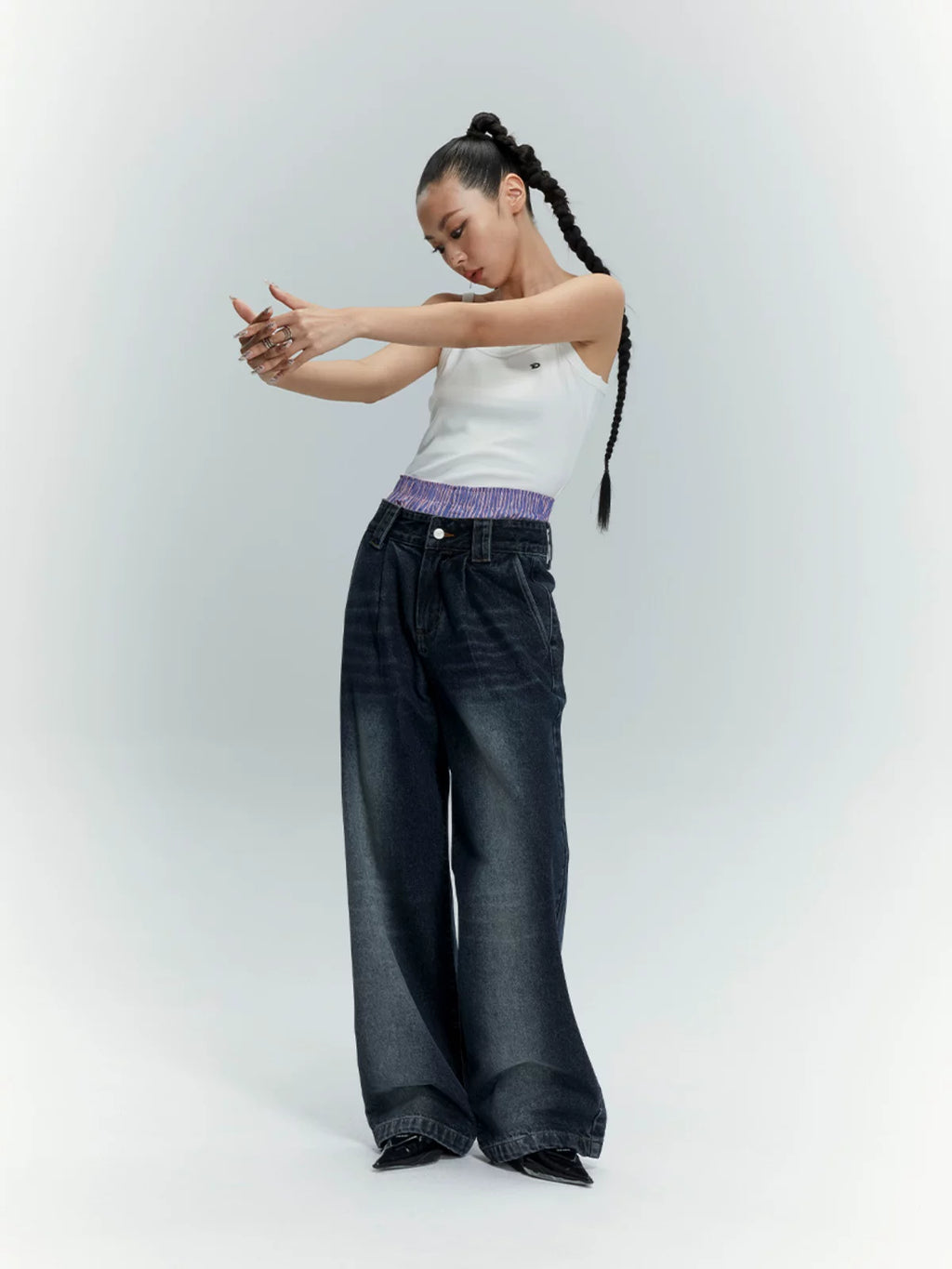 FUNKYFUN | FUNKY PLEATED STRAIGHT JEANS【ID:TN00178】