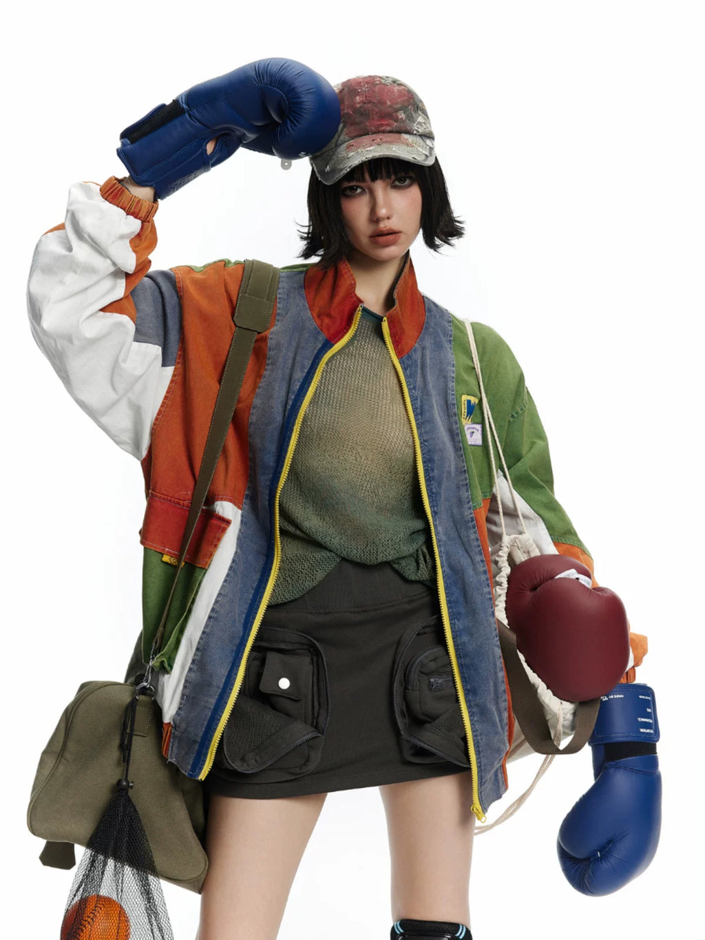 COLOR BLOCK SPLICING JACKET