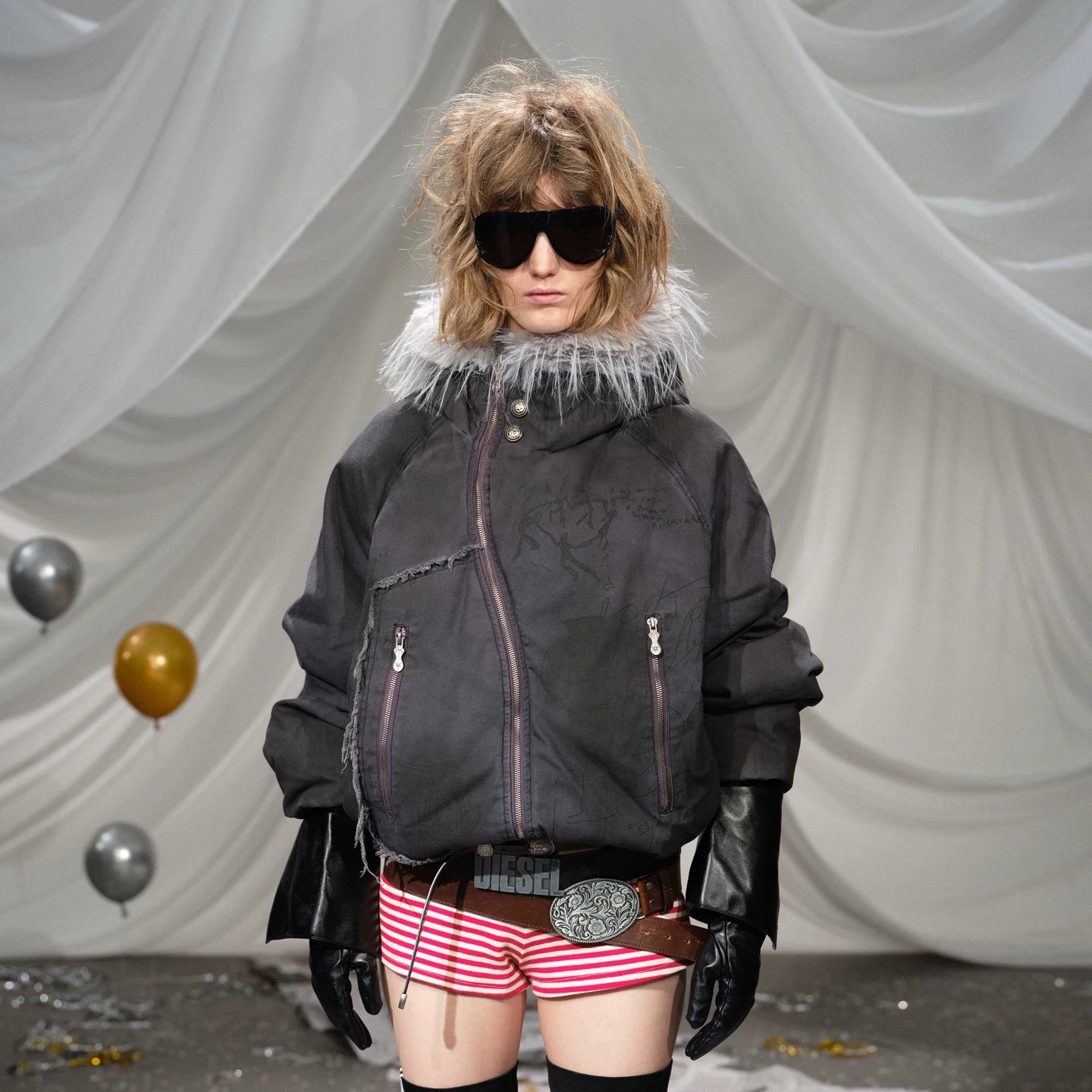 RETRO DECONSTRUCTED ZIPPER JACKET