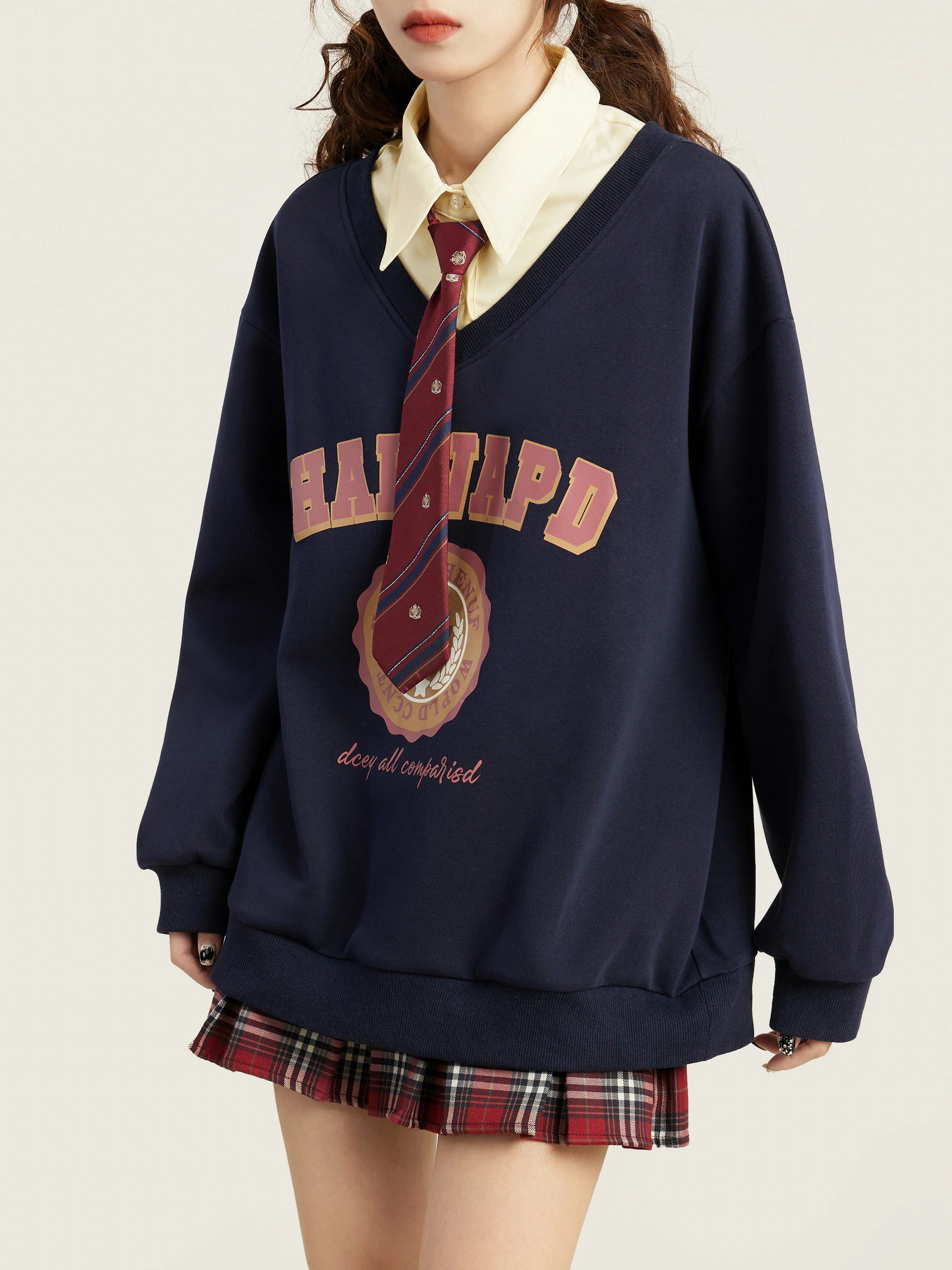 RETRO COLLEGE V-NECK SWEATER