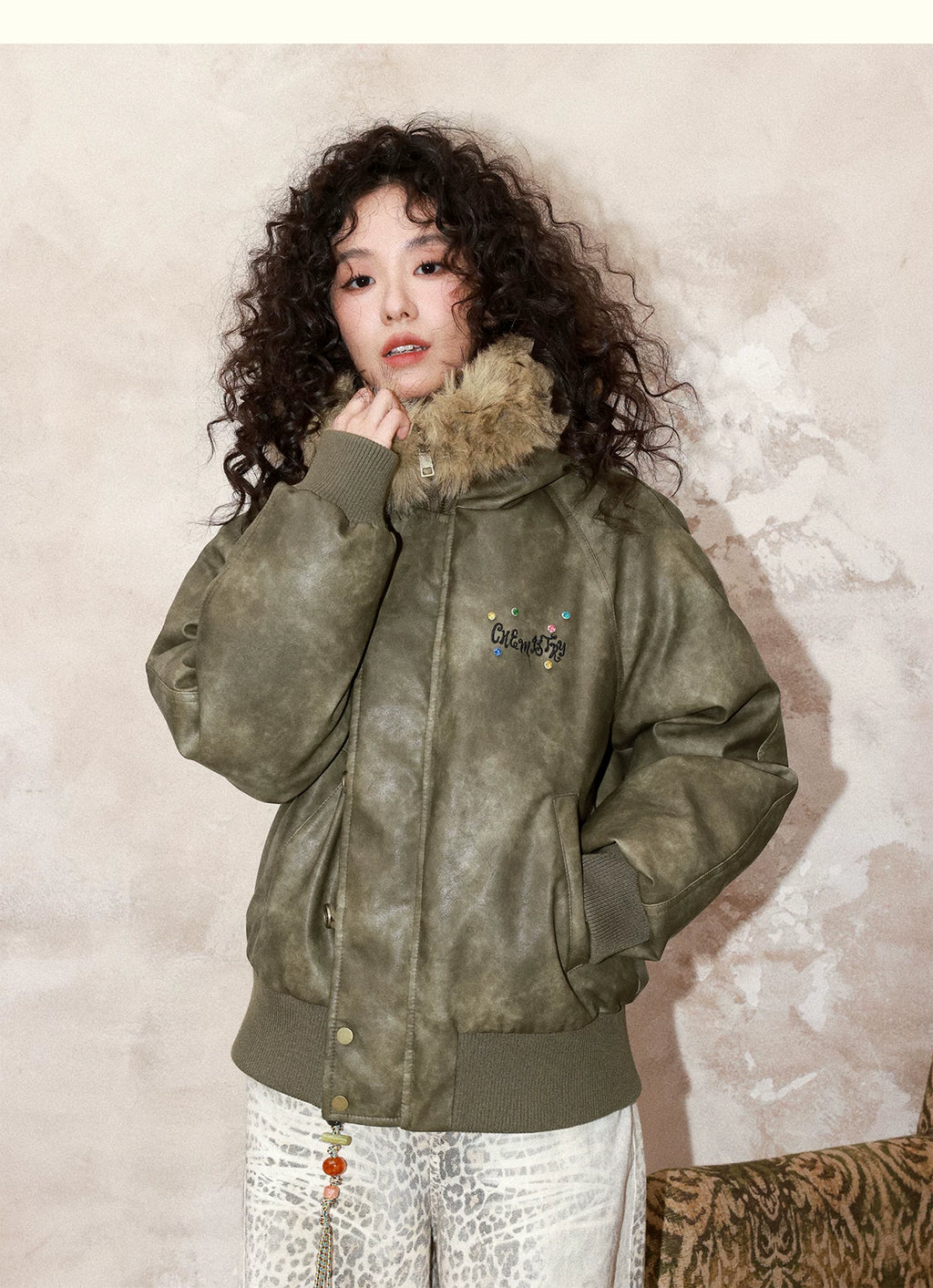 化学少女 | RETRO LEATHER DOWN PARKA【ID:TN00152】