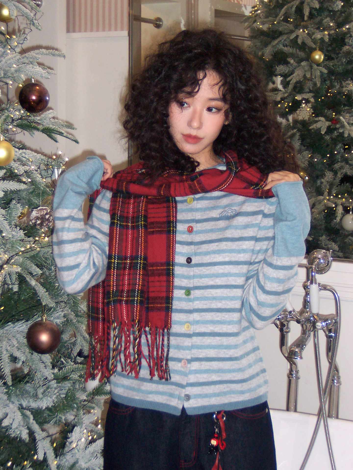 化学少女 | STRIPED CARDIGAN WITH SWEATER【ID:TN00154】