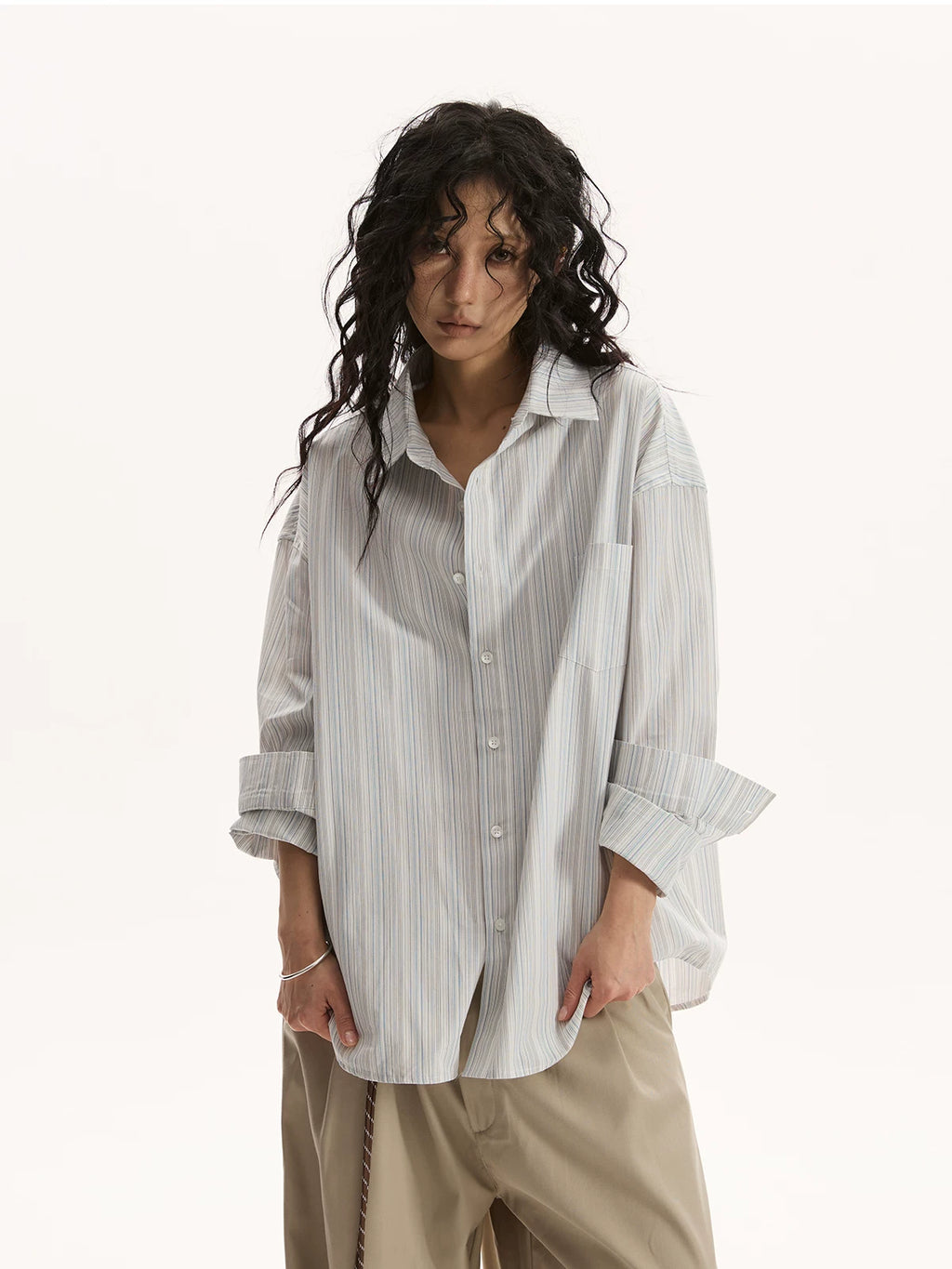 RETRO STRIPED CASUAL SHIRT JACKET
