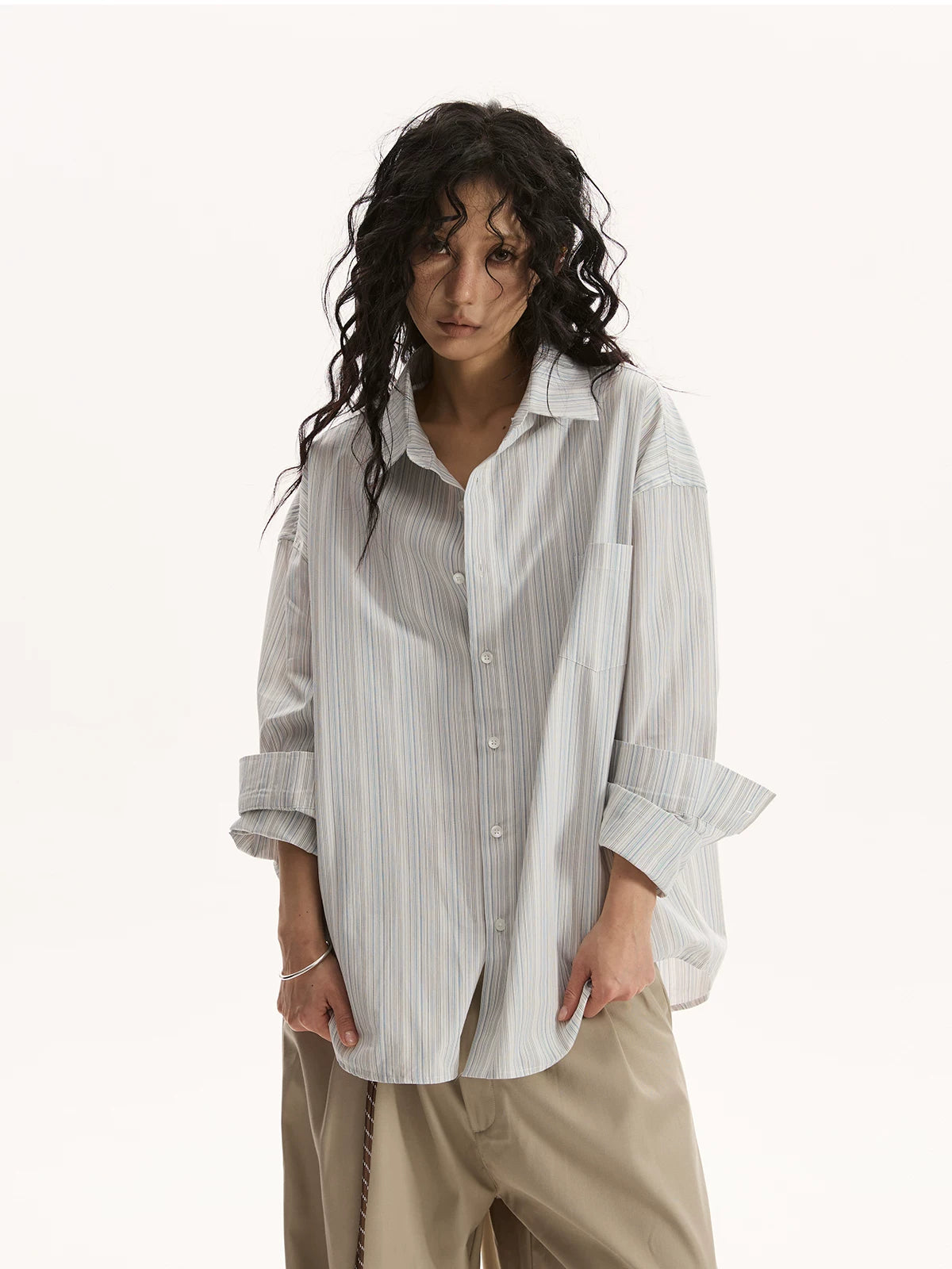 RETRO STRIPED CASUAL SHIRT JACKET