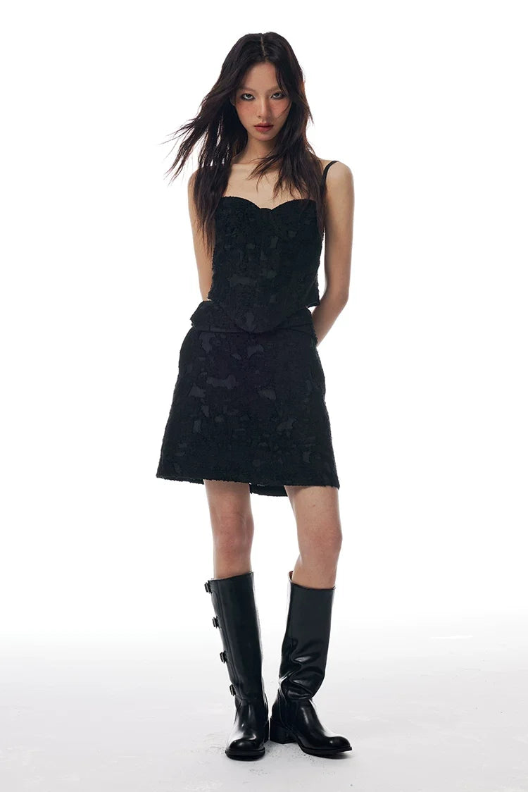 Lace Jacquard Corset & Mini Skirt Set