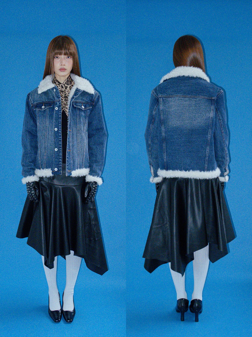 FUNKYFUN | VINTAGE DENIM JACKET WITH BOA COLLAR【ID:TN00193】