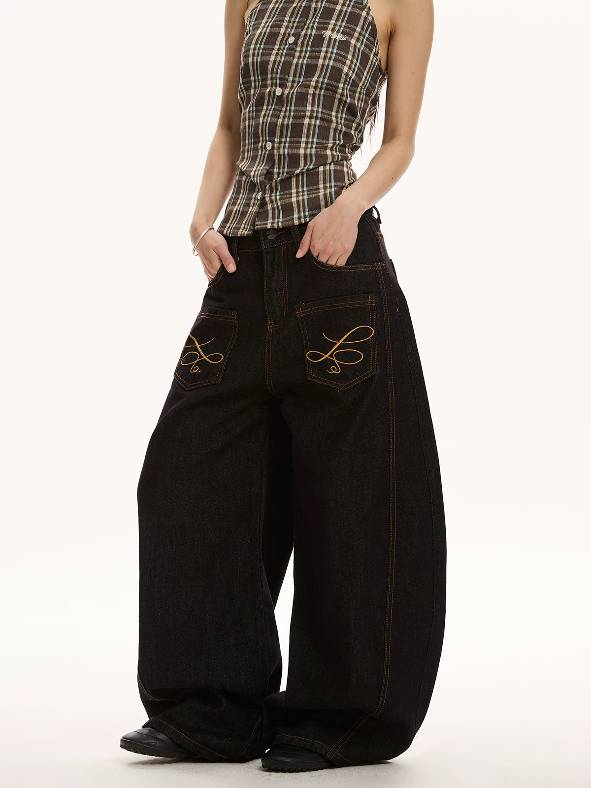 VINTAGE EMBROIDERED DENIM PANTS