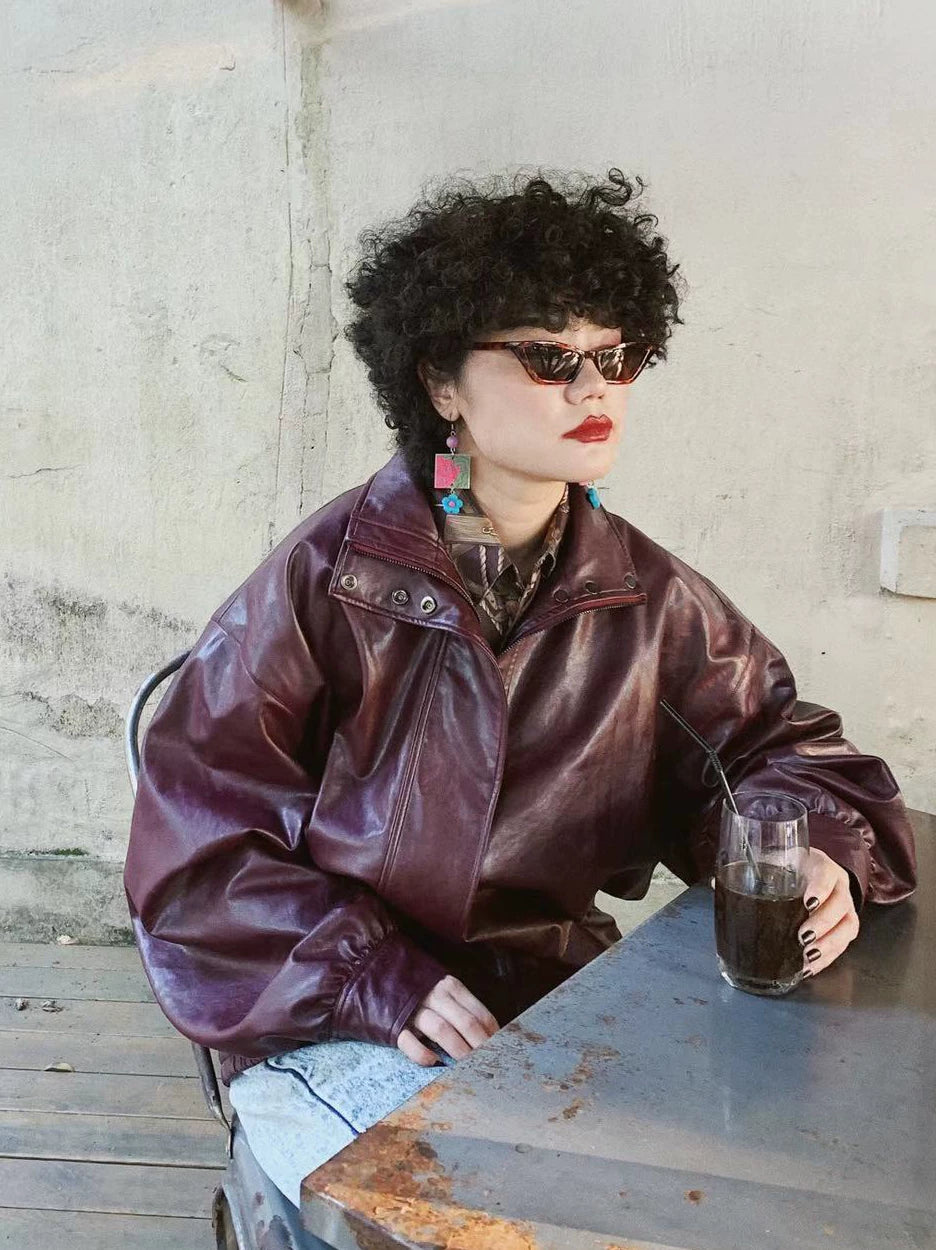 化学少女 | RETRO BIKER JACKET WITH BOA【ID:TN00144】