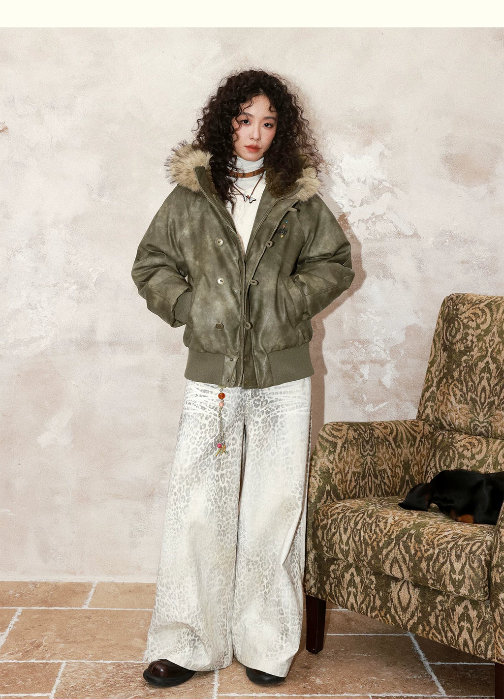 化学少女 | RETRO LEATHER DOWN PARKA【ID:TN00152】