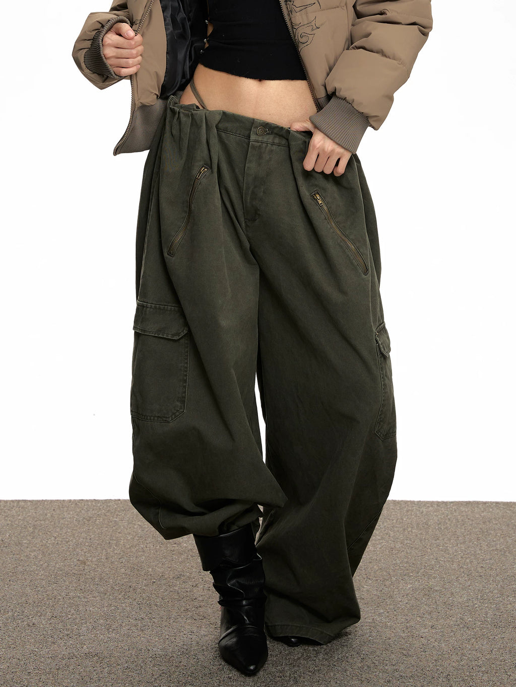 VINTAGE LOW WAIST WIDE LEG PANTS