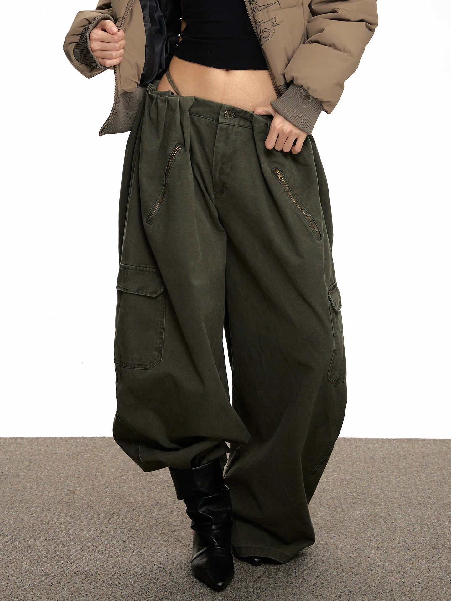 VINTAGE LOW WAIST WIDE LEG PANTS