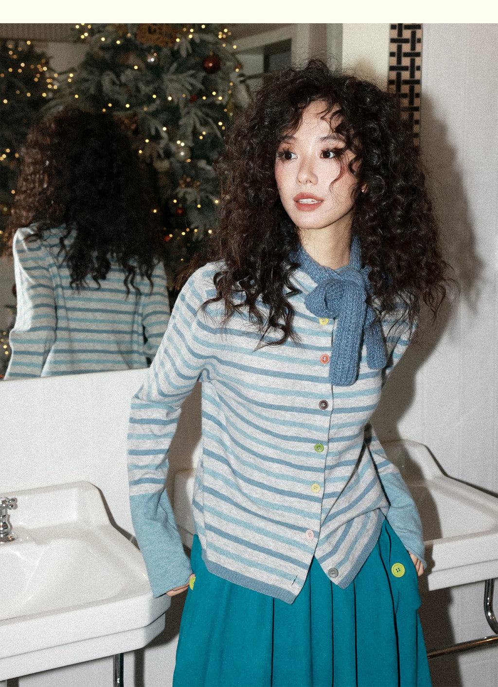 化学少女 | STRIPED CARDIGAN WITH SWEATER【ID:TN00154】