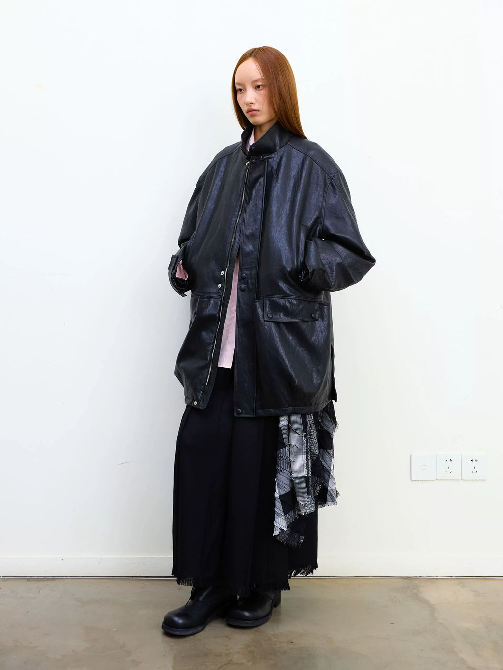 Plaid Tassel Long-line Skirt