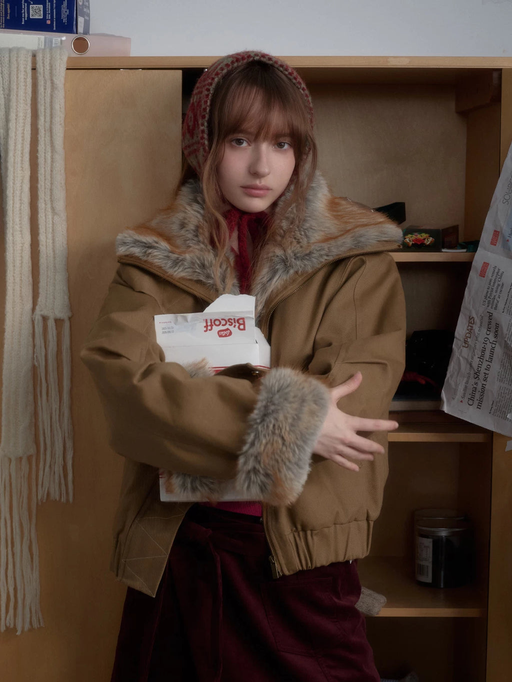 RETRO FUR COLLAR WORK JACKET