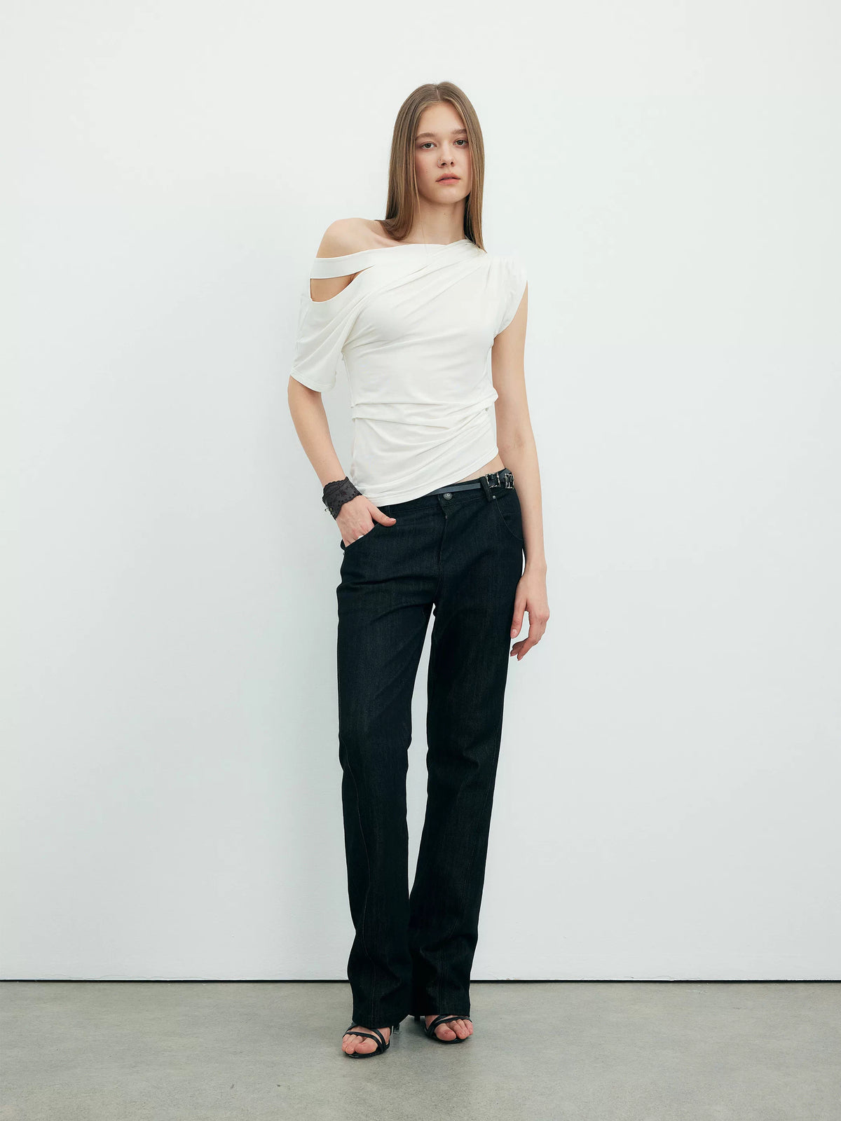 Offset Drape Cut-Out Top