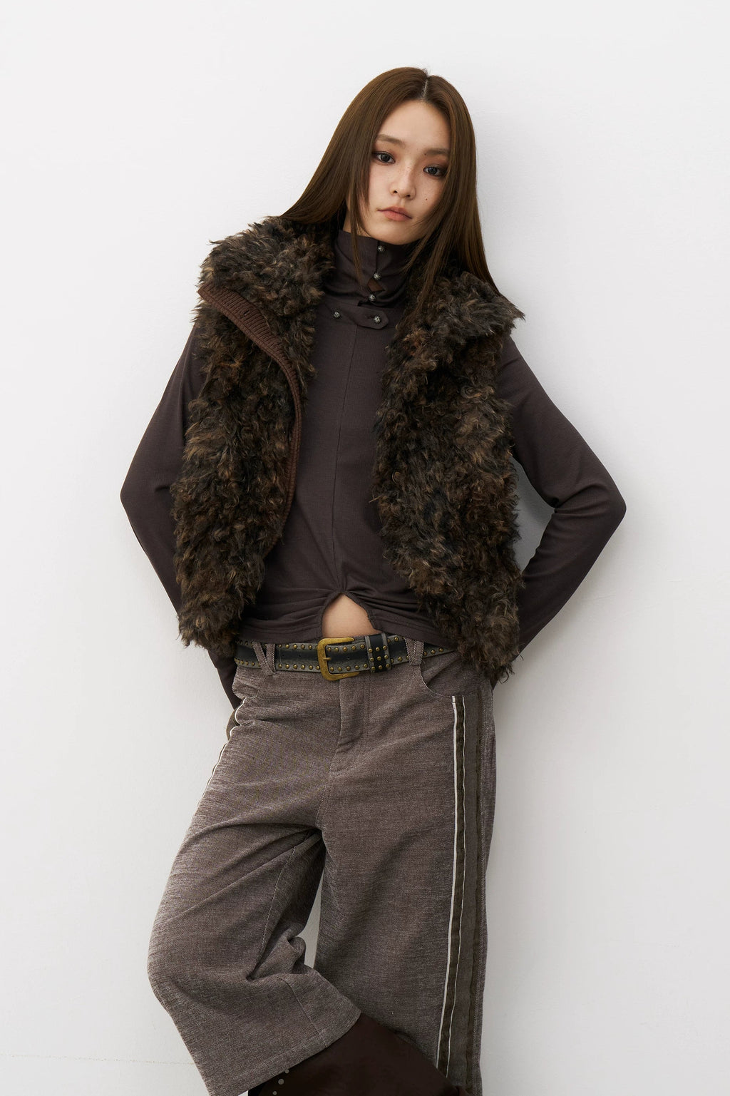 Mottled Faux Fur Vest