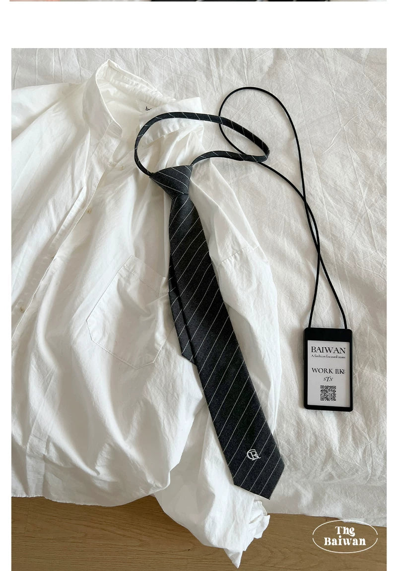 TRIA SELECT | KOREAN STYLE STRIPED TIE SHIRT【ID:TN00136】