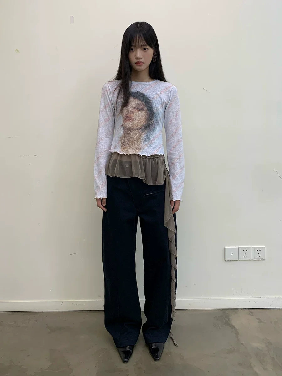 Veil Portrait Lettuce Hem Long-Sleeve