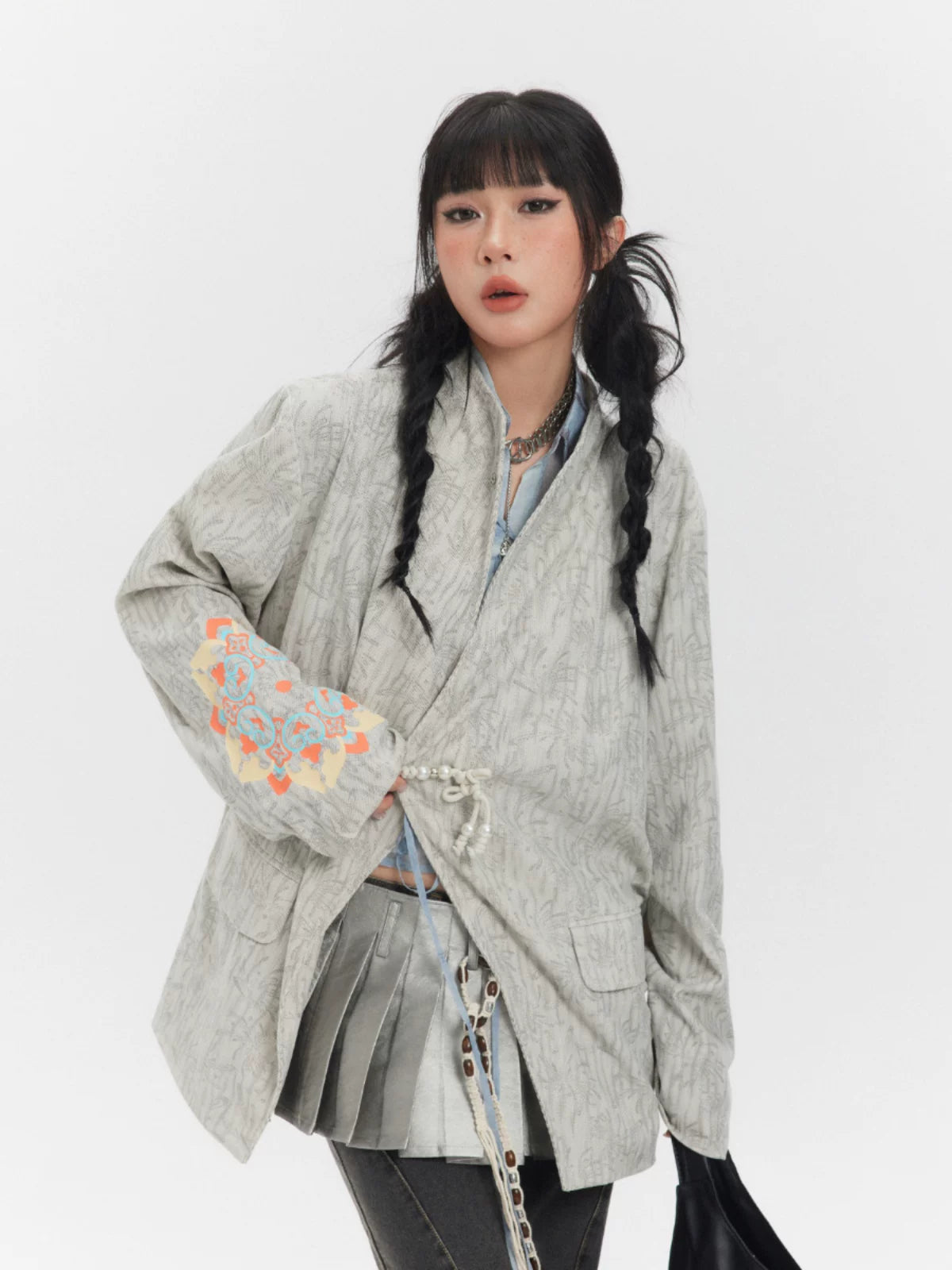 IRREGULAR LAPEL BUTTONED SUIT JACKET