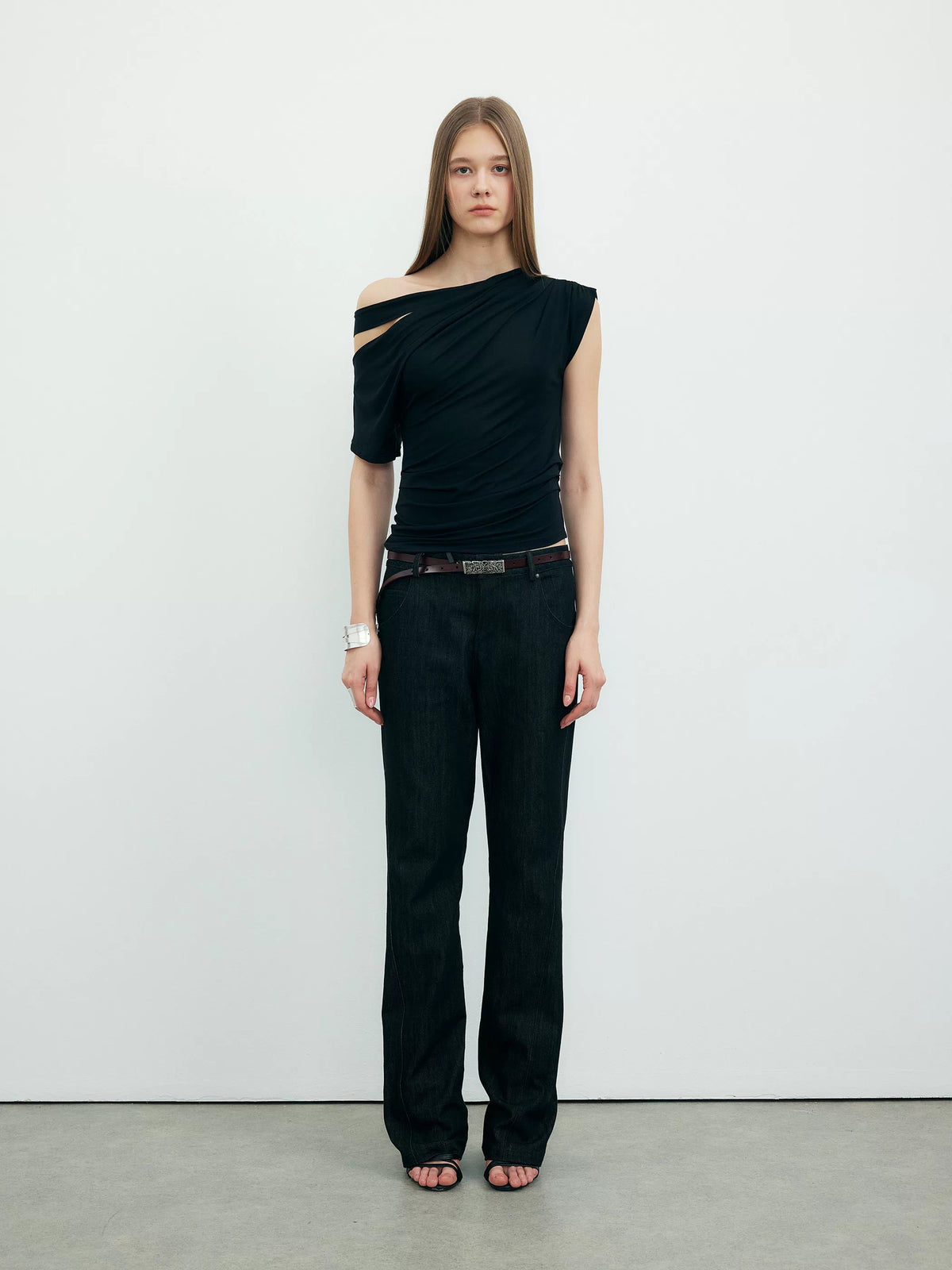 Offset Drape Cut-Out Top
