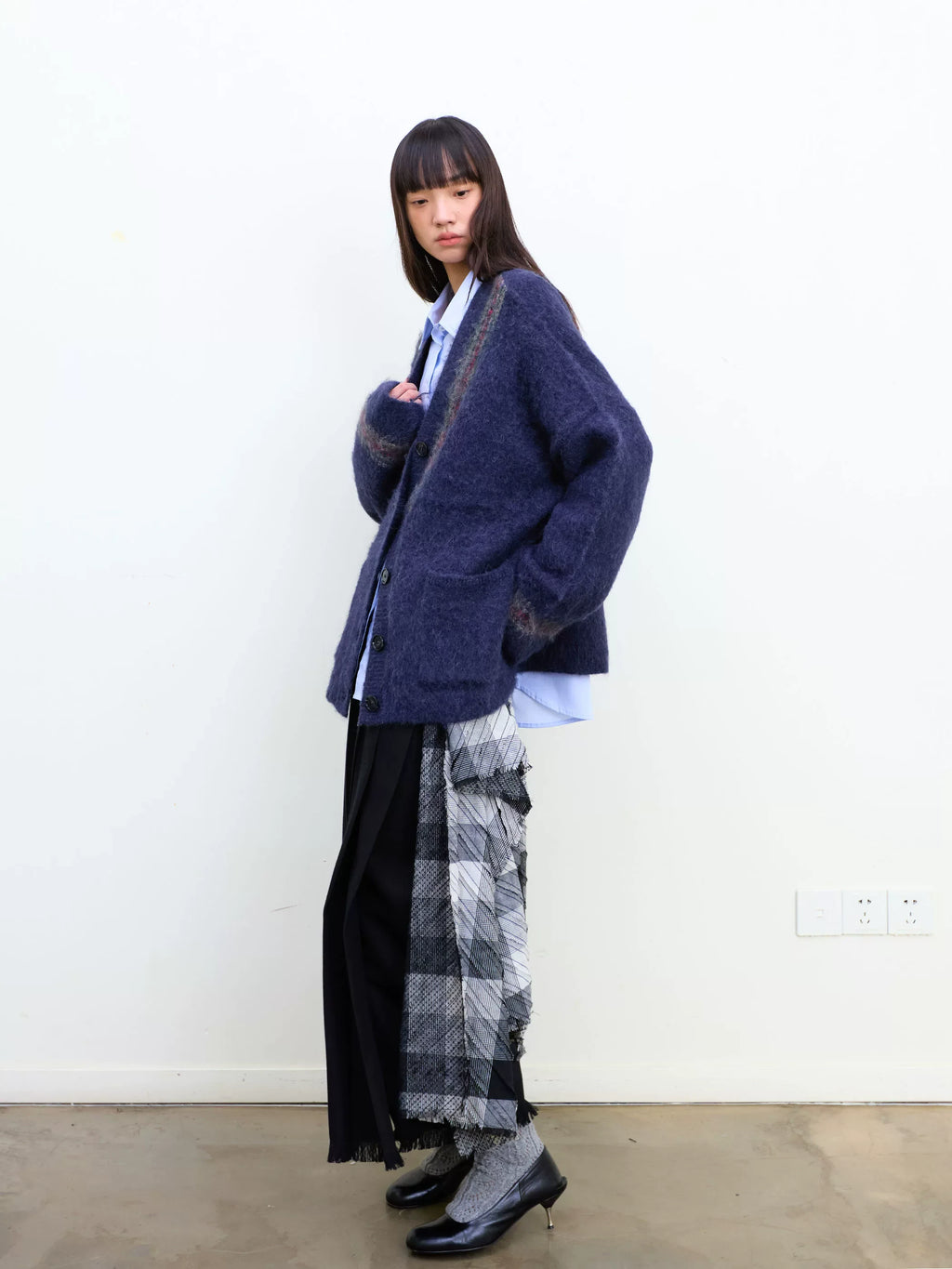 Plaid Tassel Long-line Skirt