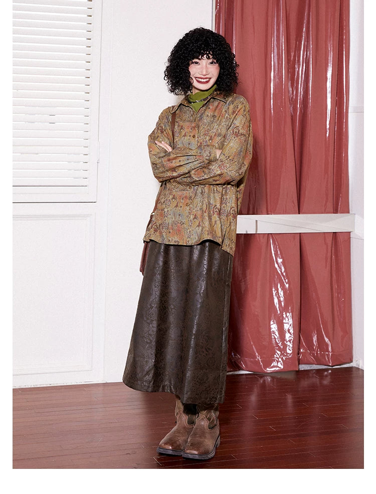 化学少女 | RETRO PRINTED A-LINE SKIRT【ID:TN00143】