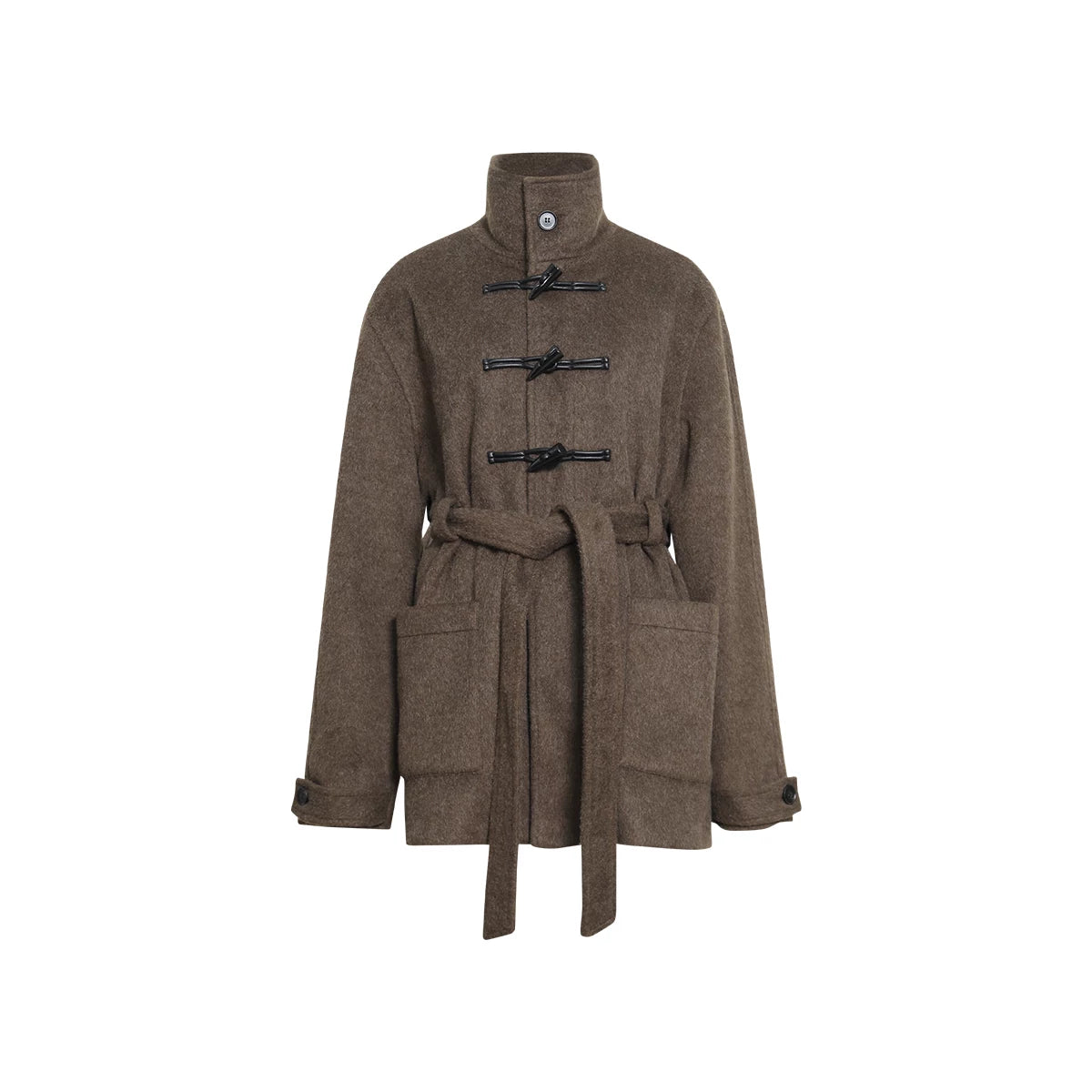 FUNKYFUN | SOLID COWL NECK TWEED COAT【ID:TN00197】