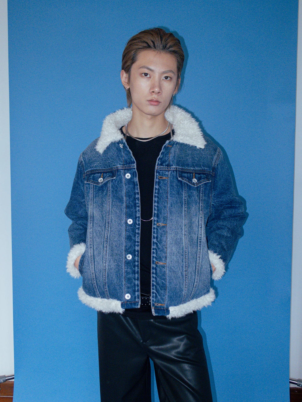 FUNKYFUN | VINTAGE DENIM JACKET WITH BOA COLLAR【ID:TN00193】