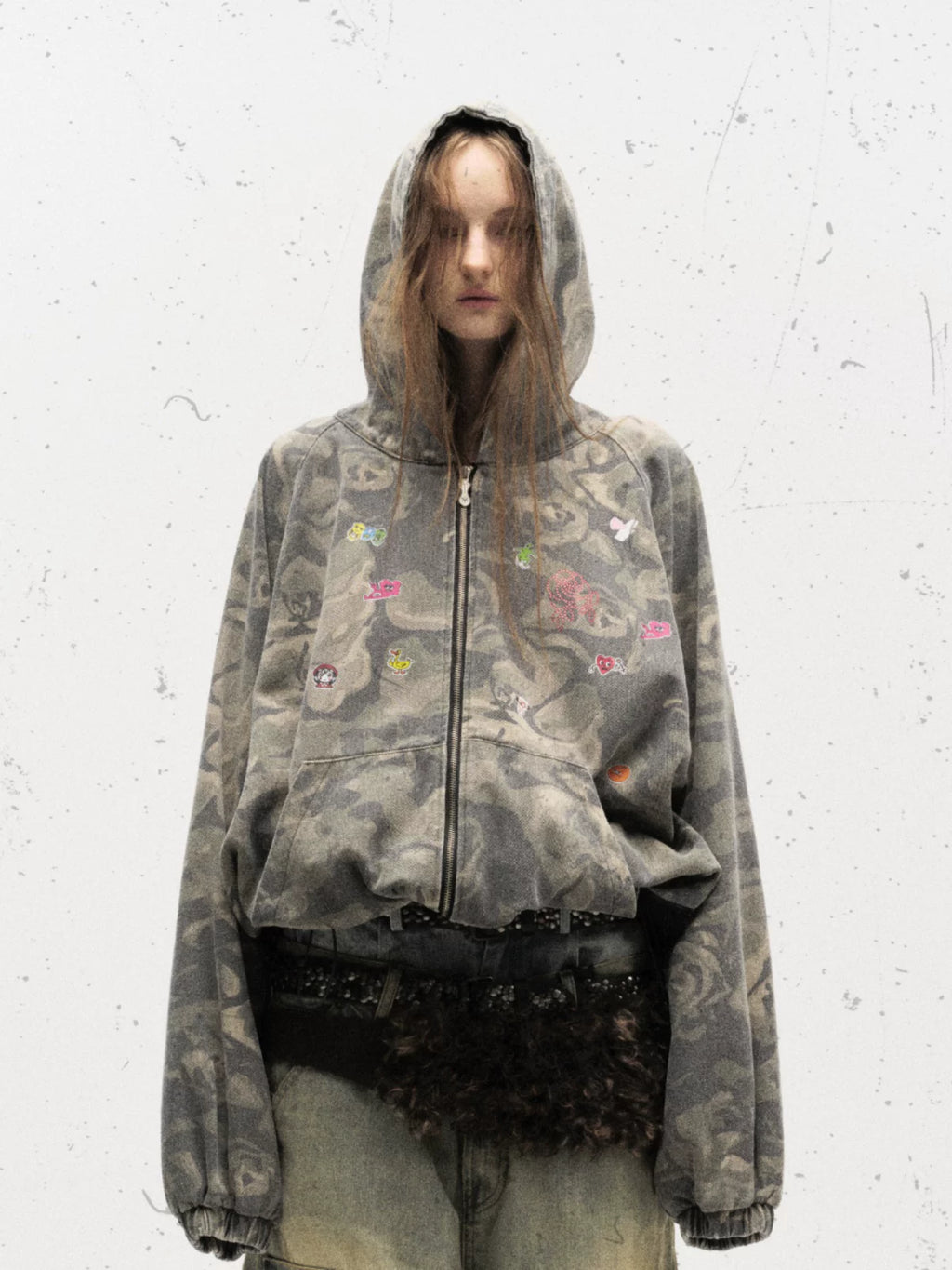 CAMOUFLAGE GRAFFITI HOODED JACKET