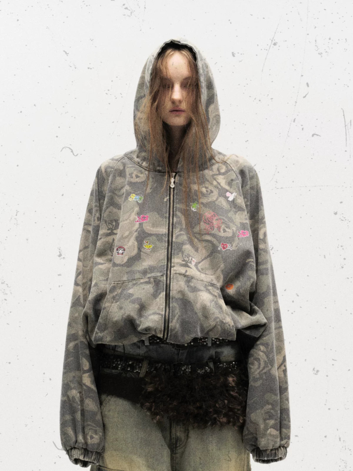 CAMOUFLAGE GRAFFITI HOODED JACKET