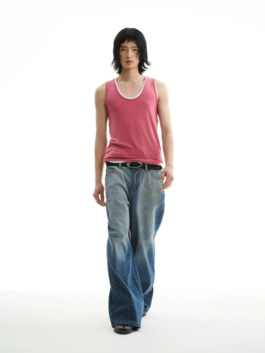 FUNKYFUN | GRADIENT BLUE STRAIGHT LEG JEANS【ID:TN00169】