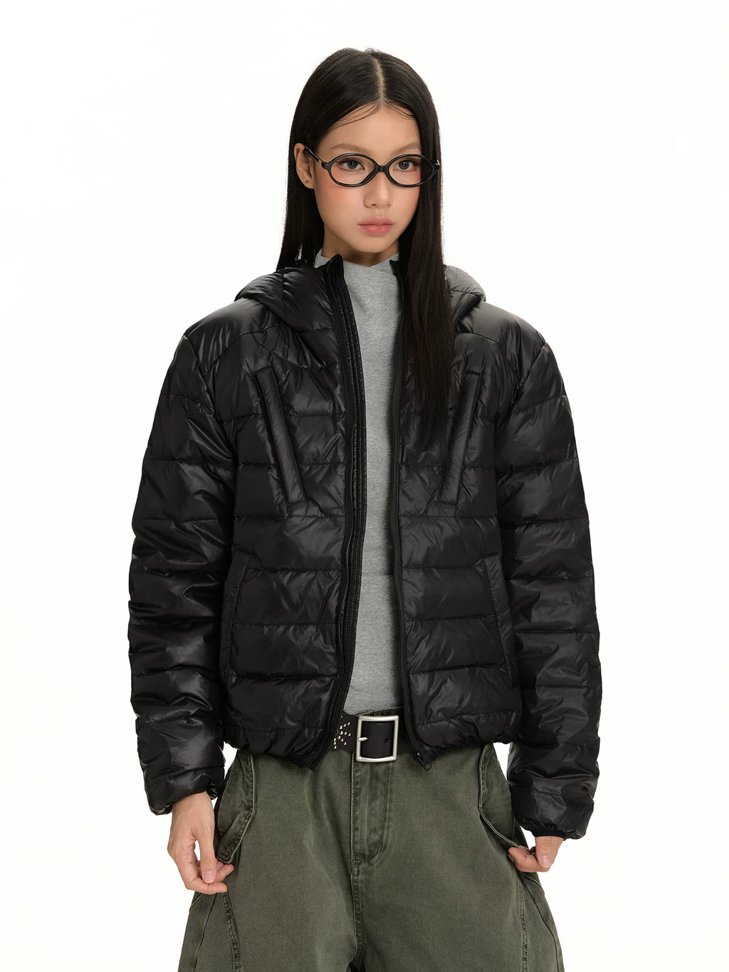RETRO HOODED SHORT DOWN JACKET