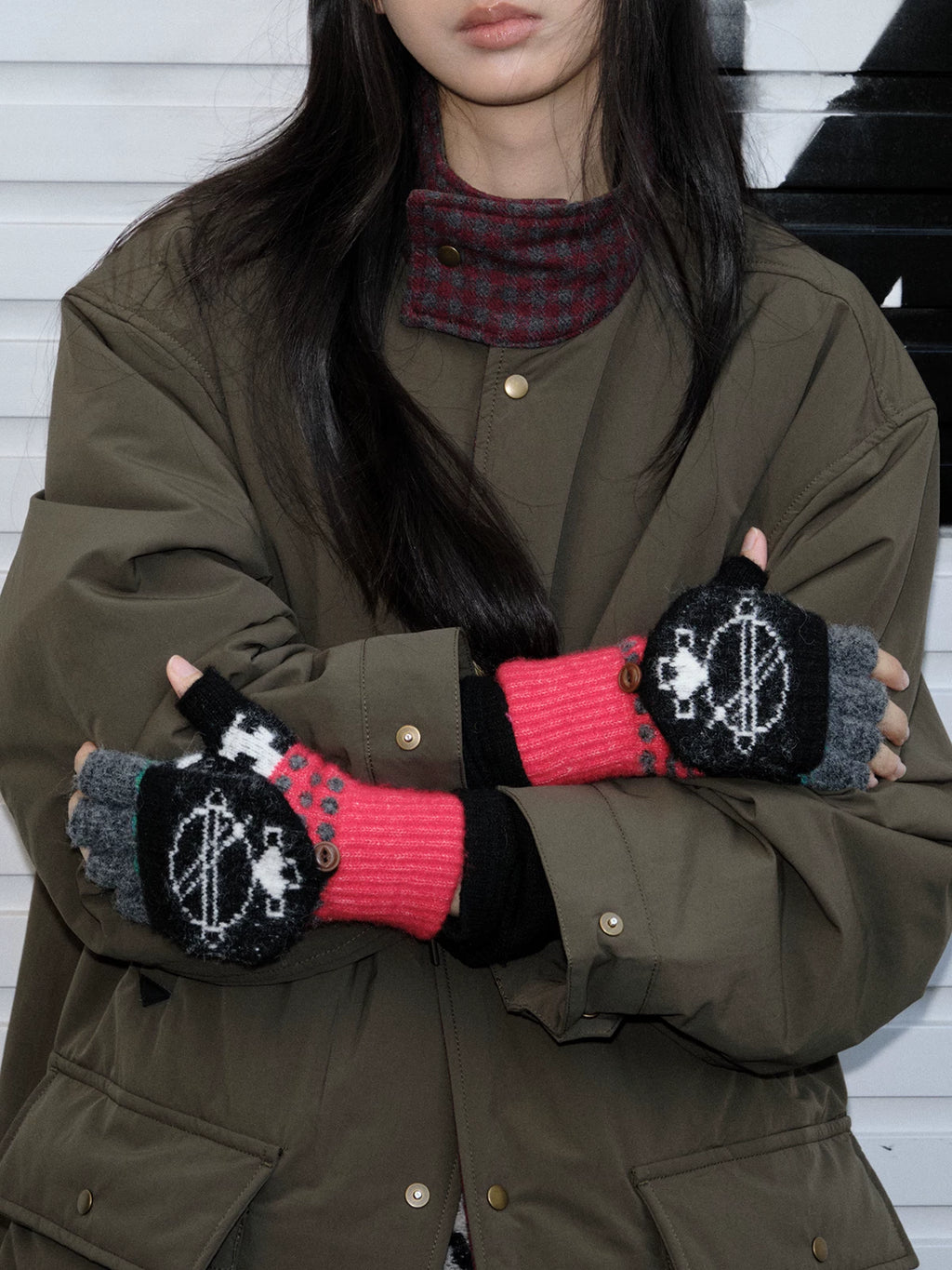 TRIA SELECT | TOUCHSCREEN KNIT FLIP-FLOP GLOVES【ID:TN00140】