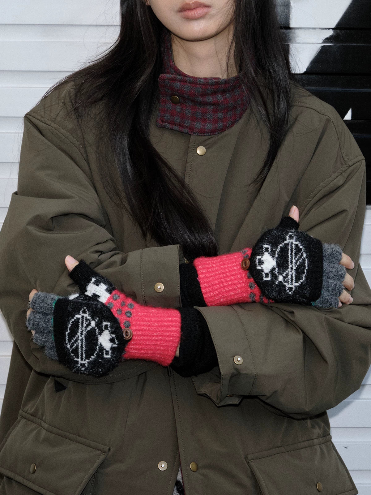 TRIA SELECT | TOUCHSCREEN KNIT FLIP-FLOP GLOVES【ID:TN00140】
